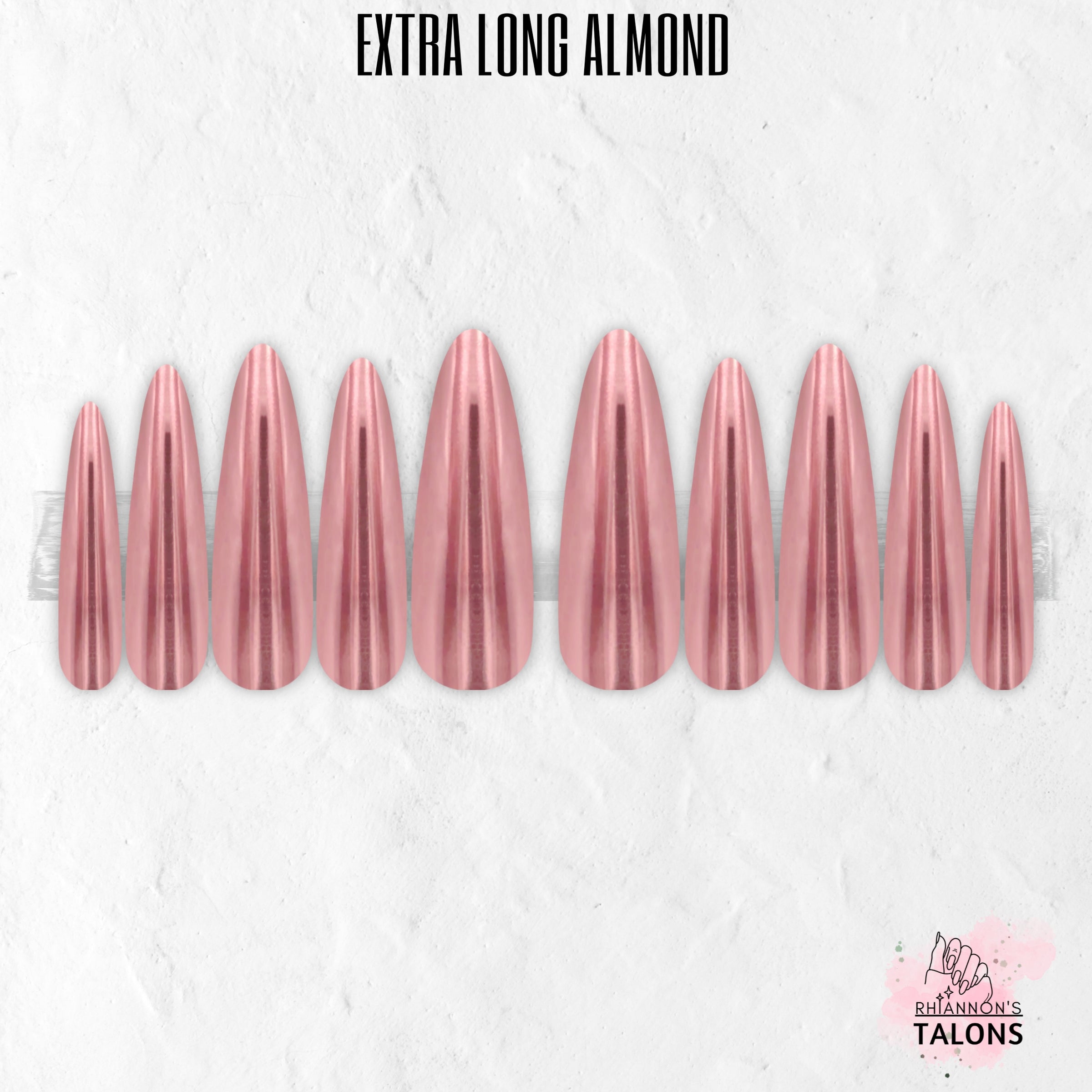 Polished Rose pink chrome press-on nails