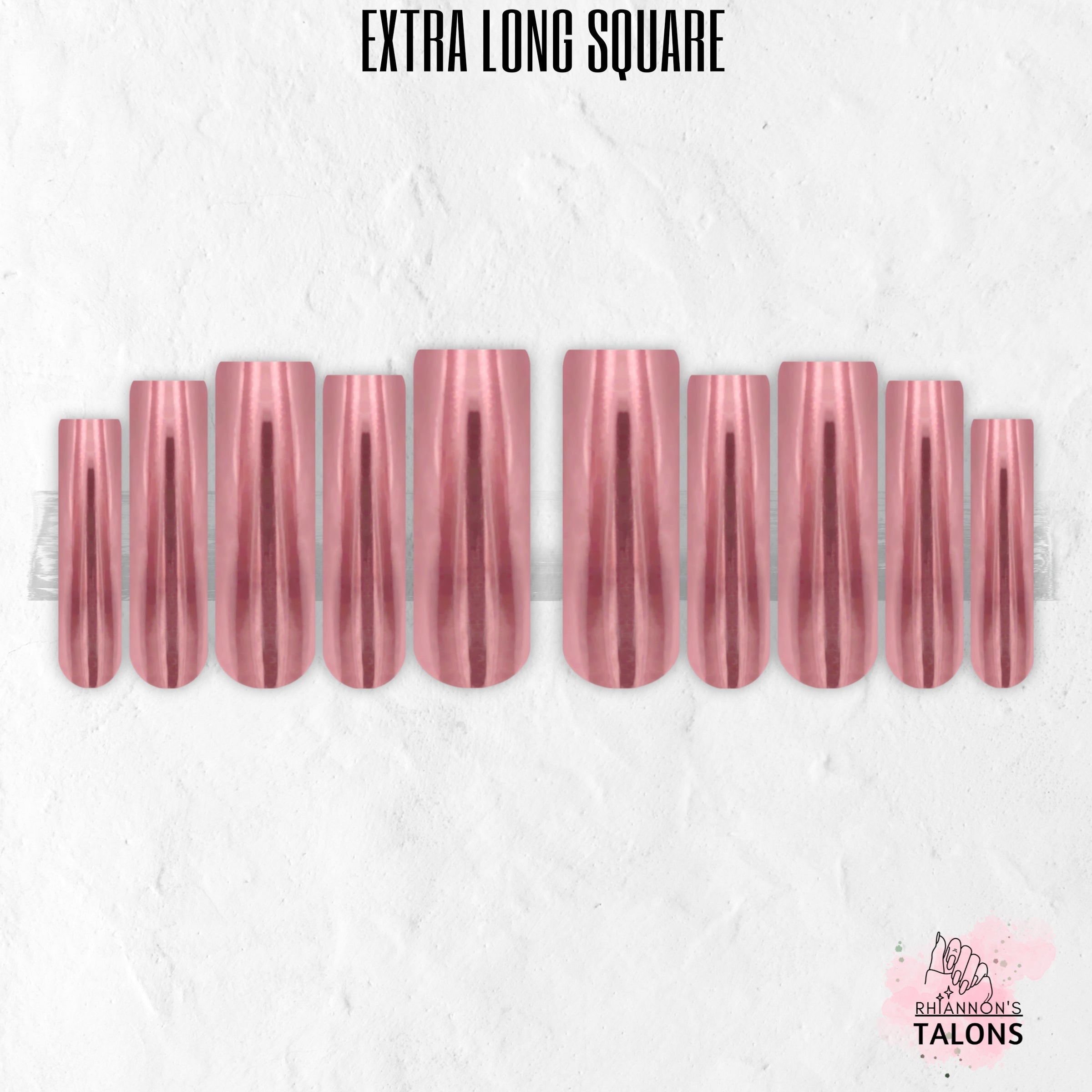 Polished Rose pink chrome press-on nails