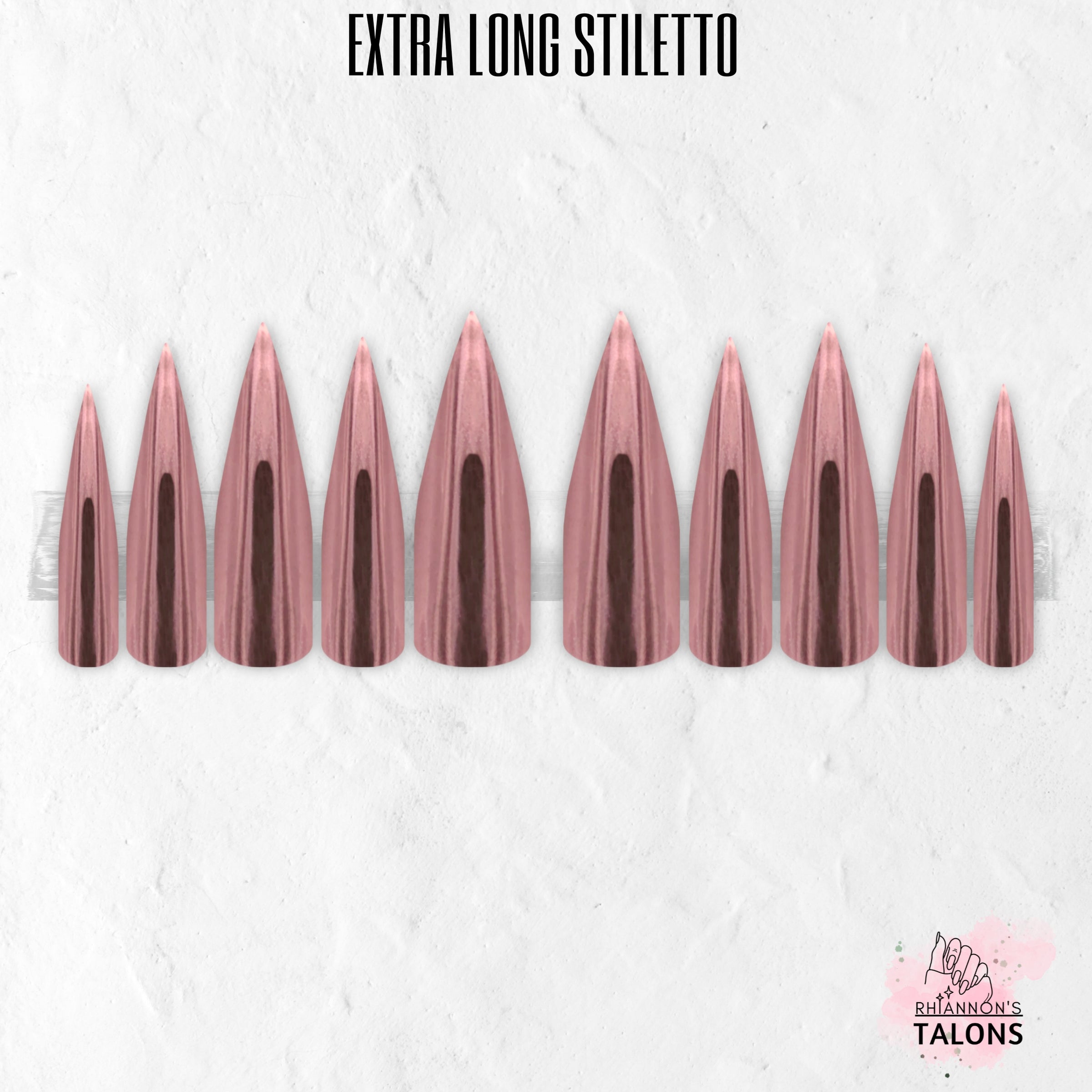 Polished Rose pink chrome press-on nails