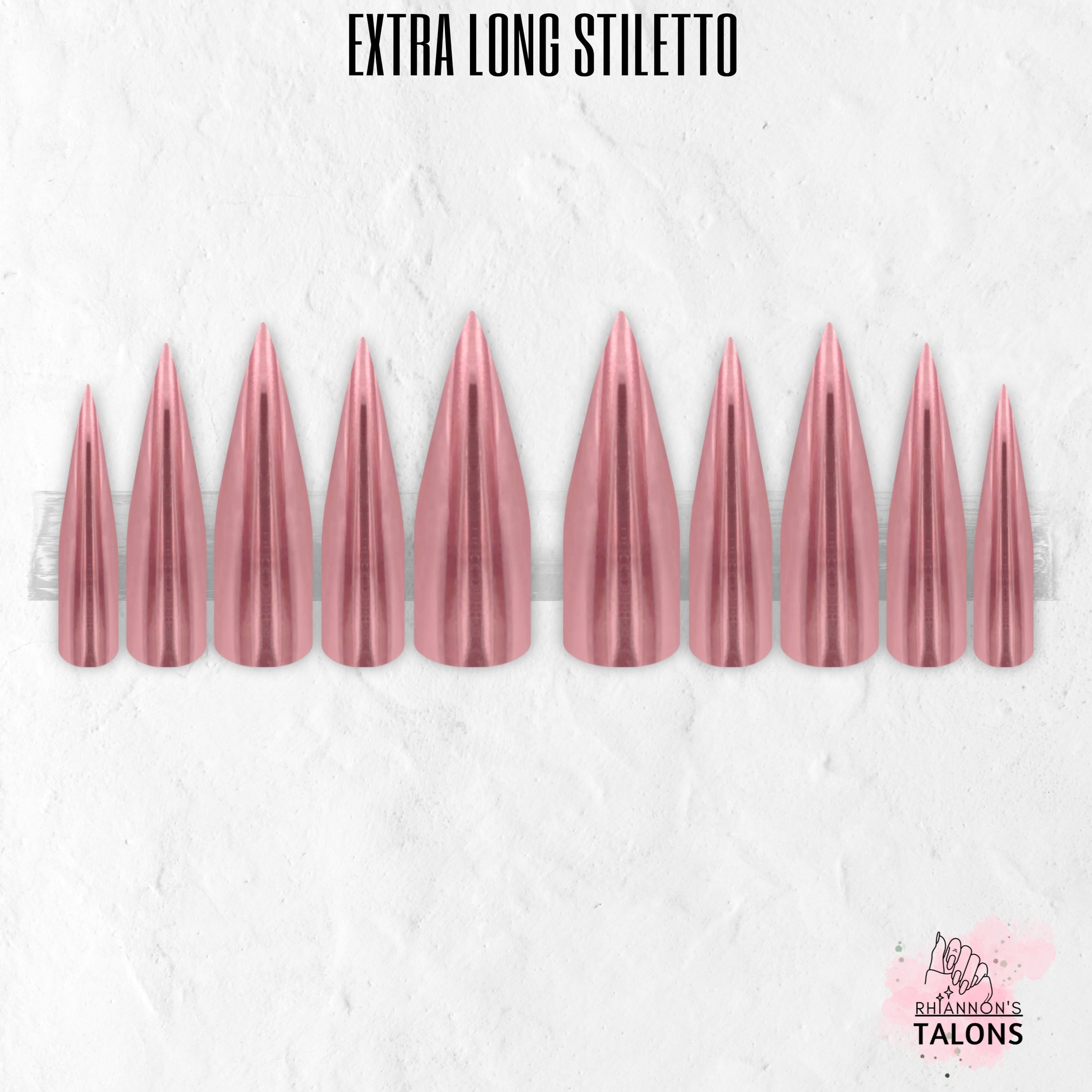 Polished Rose pink chrome press-on nails