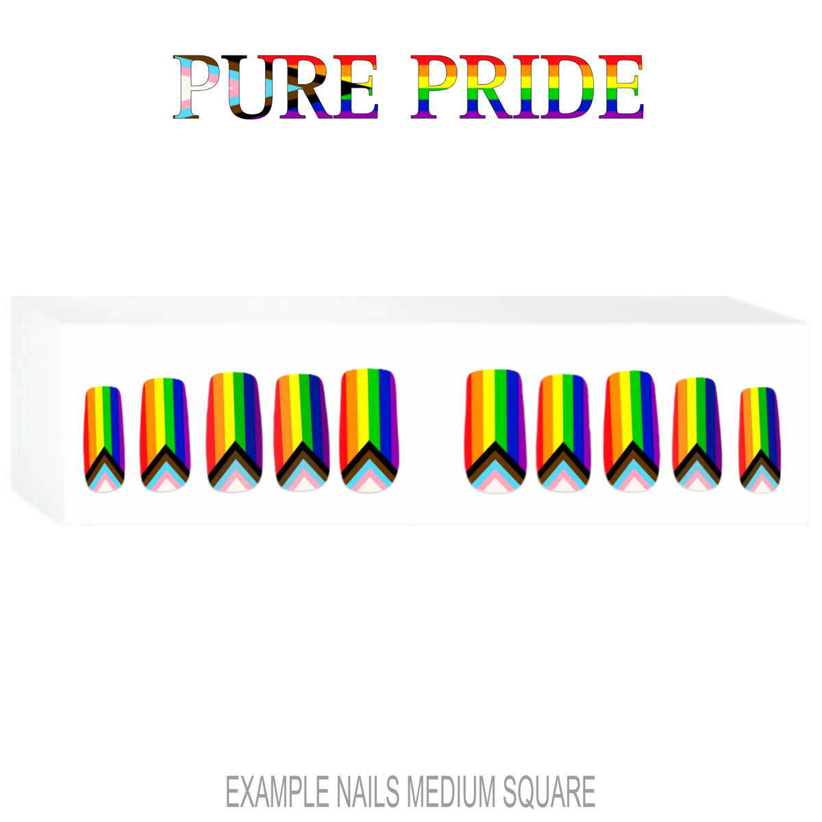 Pure Pride rainbow Pride flag press-on nails