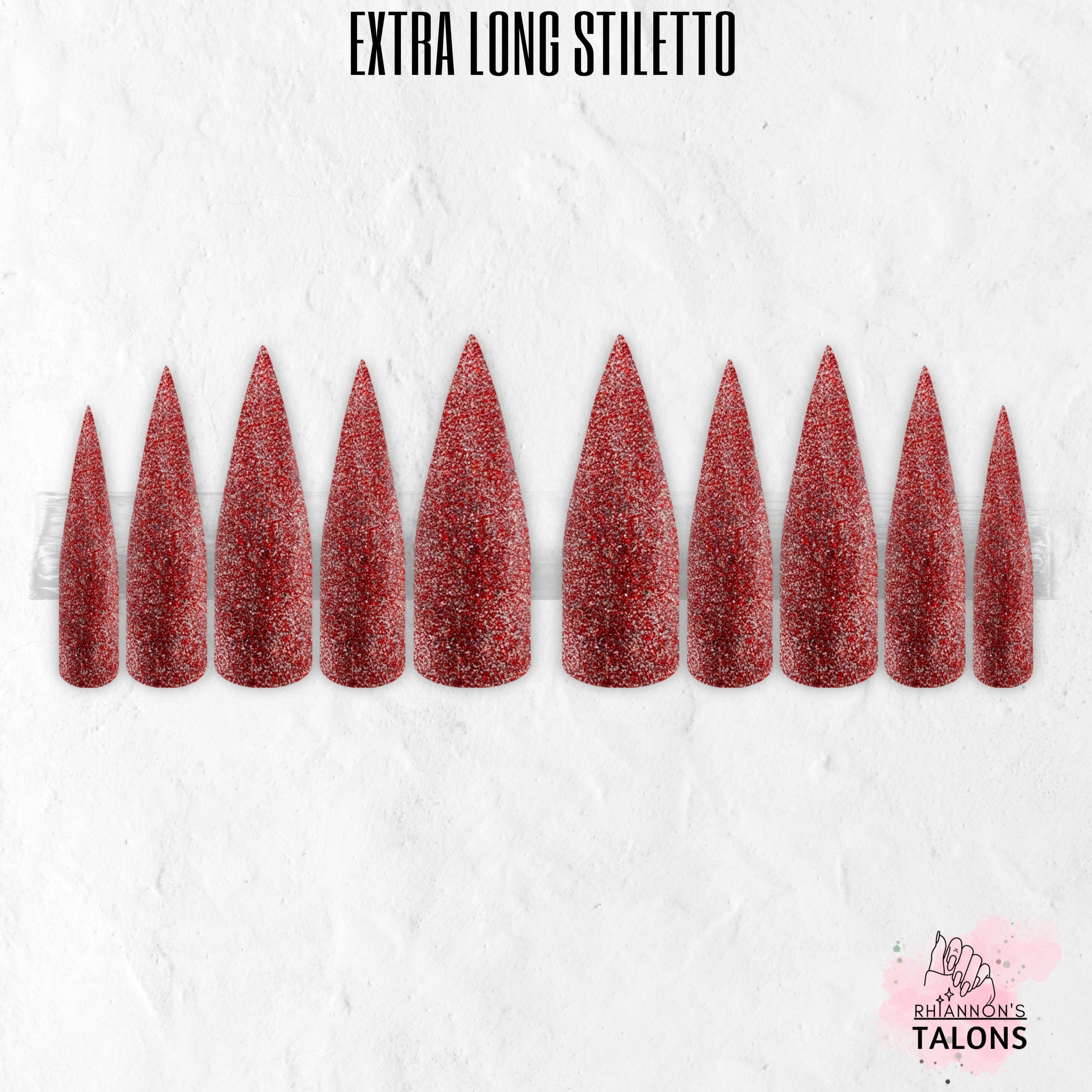Ruby Frost red silver glitter press-on nails