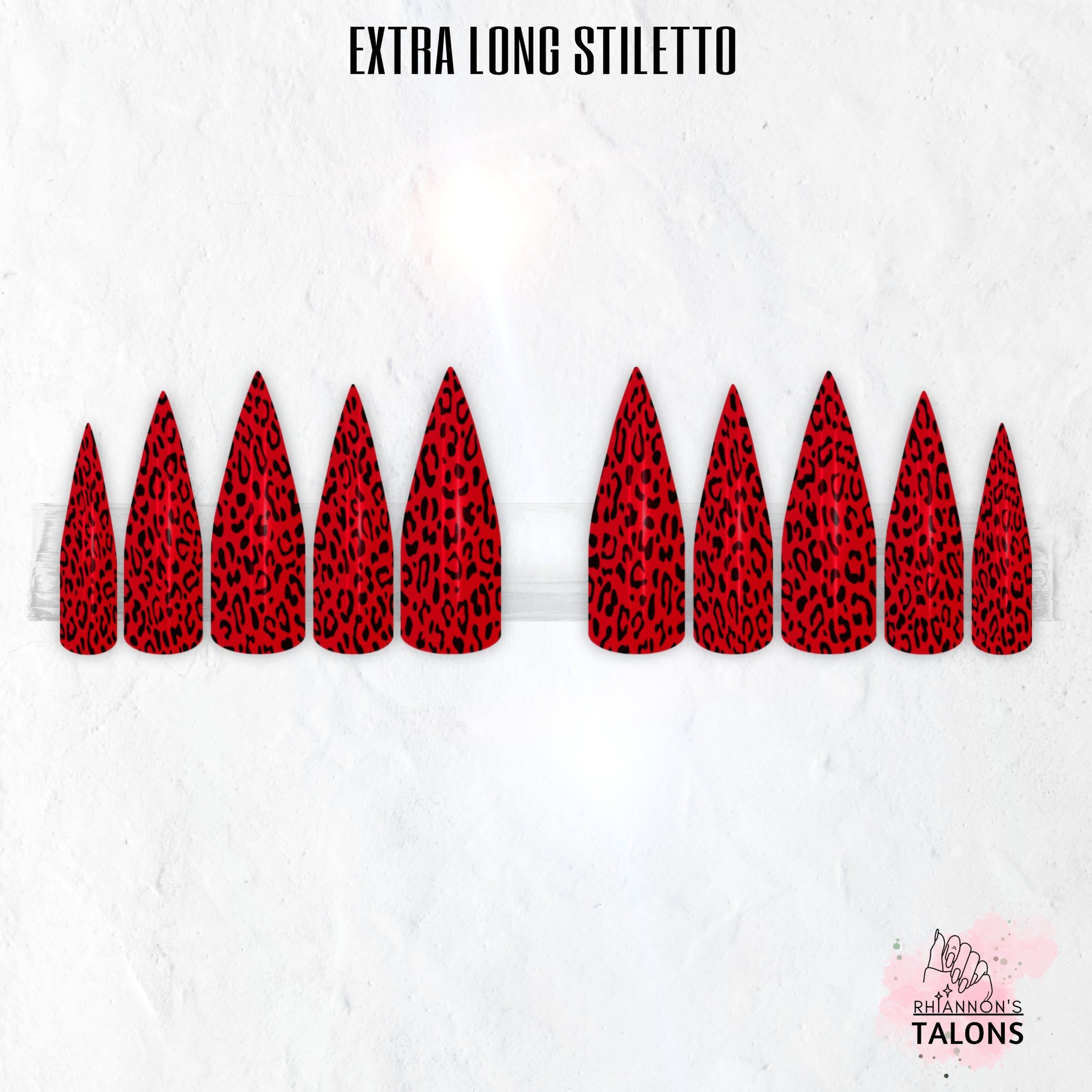 Ruby Roar red black leopard print press-on nails