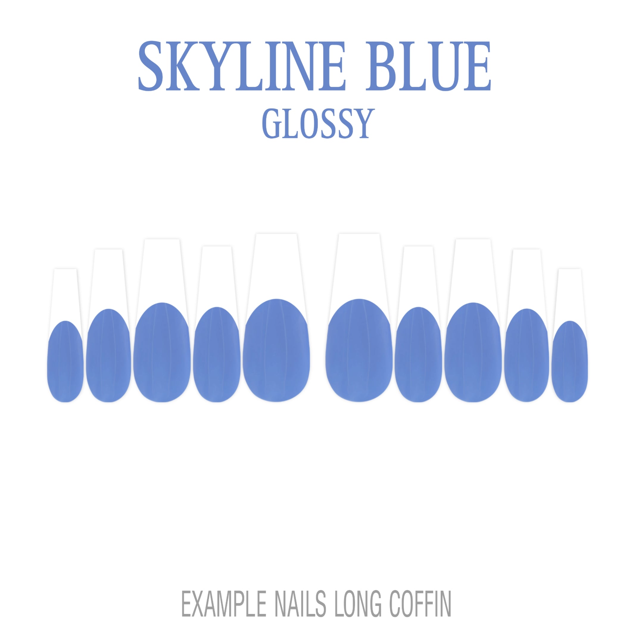 Skyline Blue French tip press-on nails
