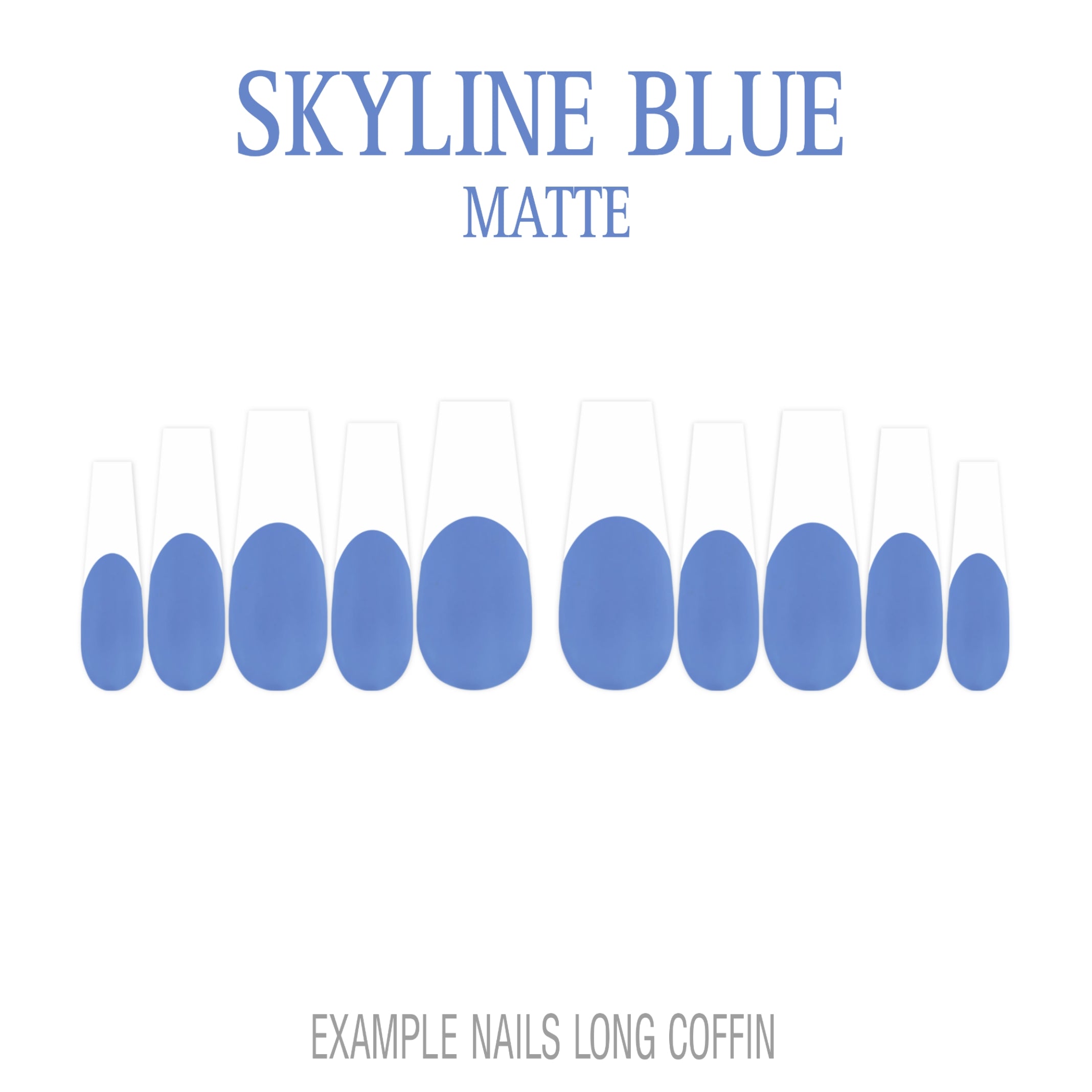 Skyline Blue French tip press-on nails
