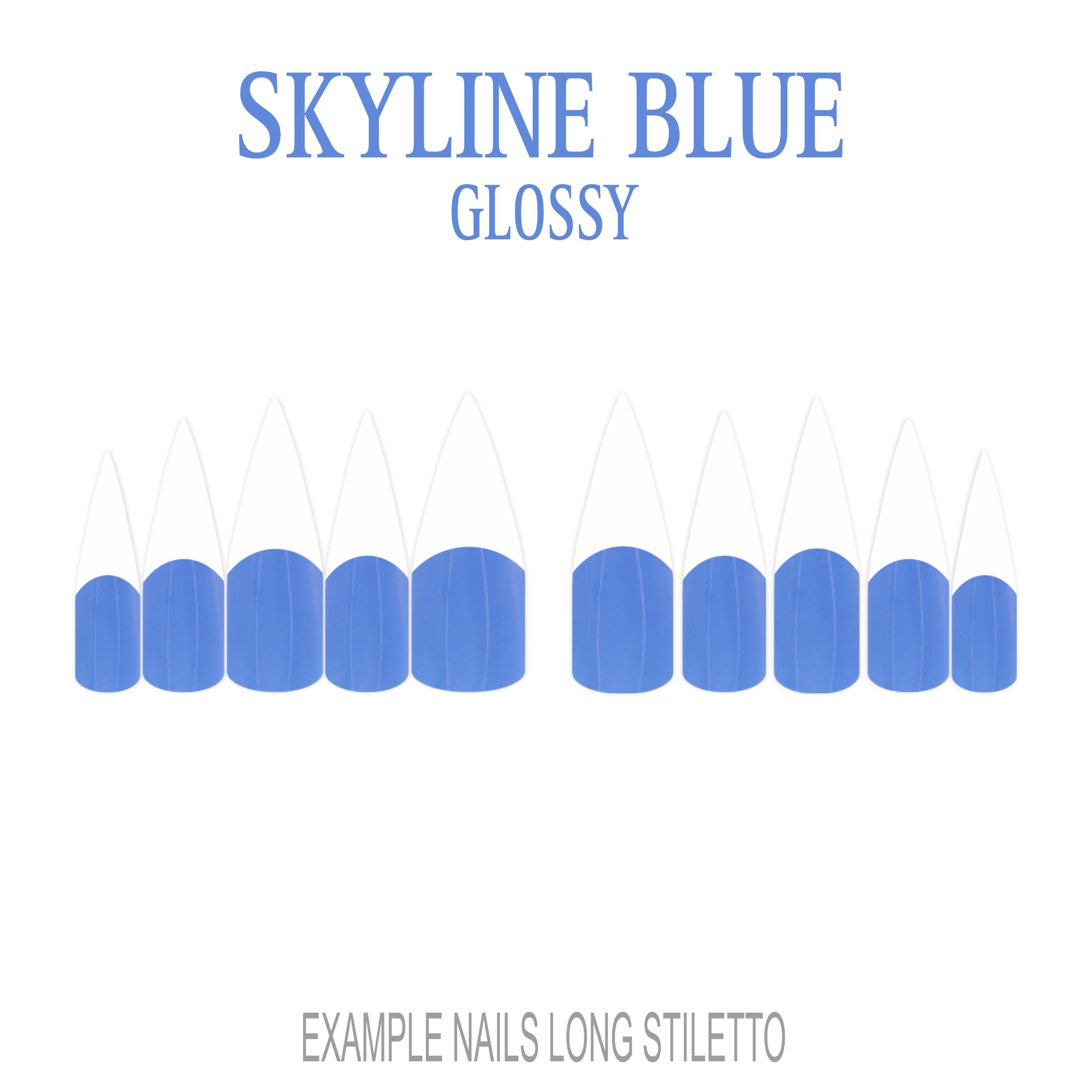 Skyline Blue French tip press-on nails