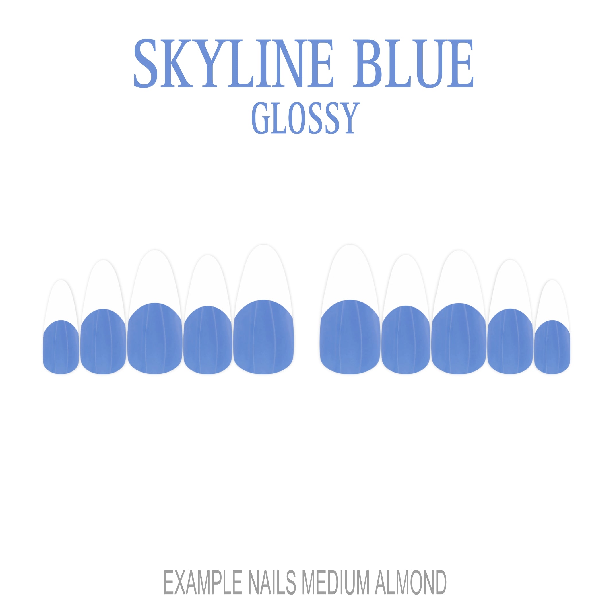 Skyline Blue French tip press-on nails