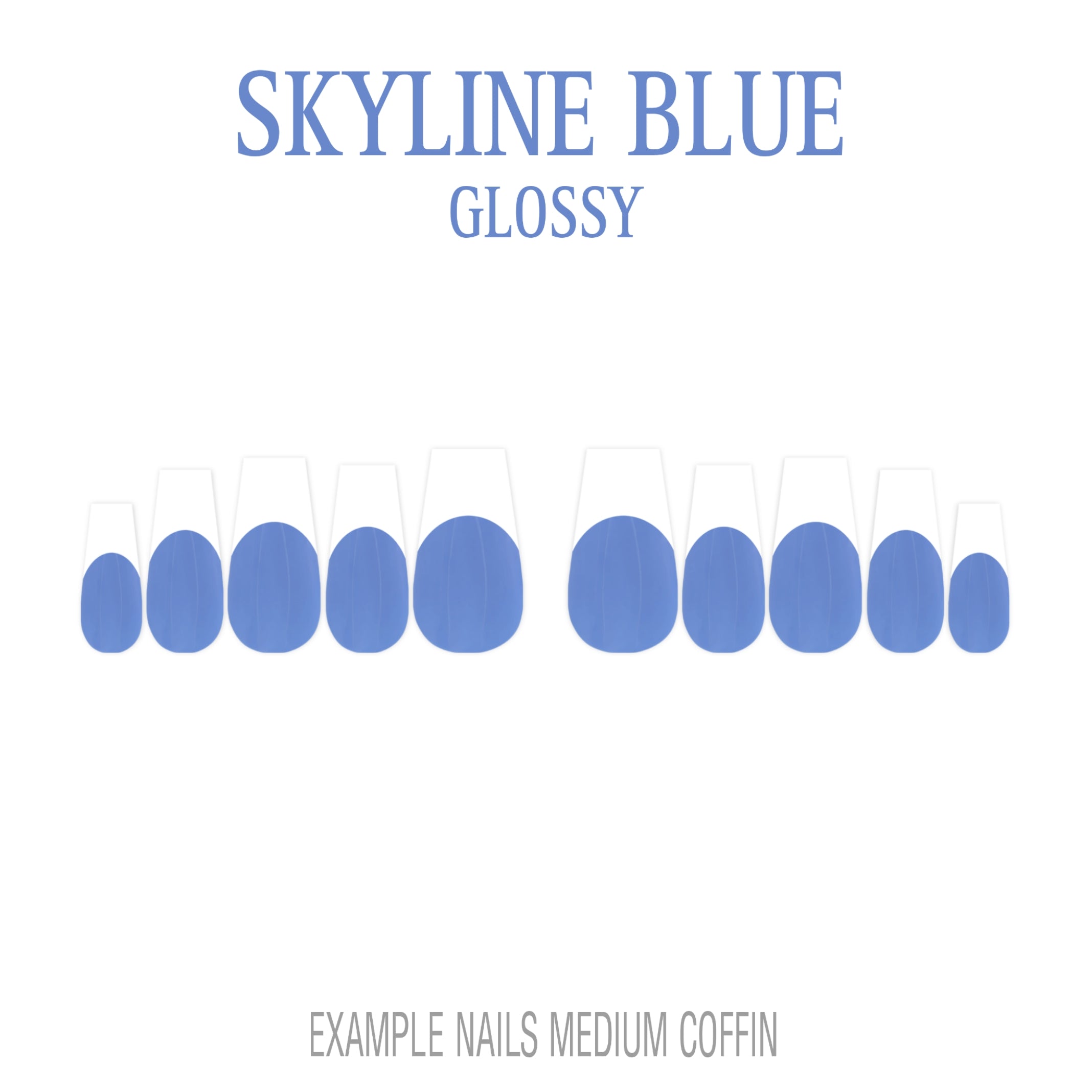 Skyline Blue French tip press-on nails