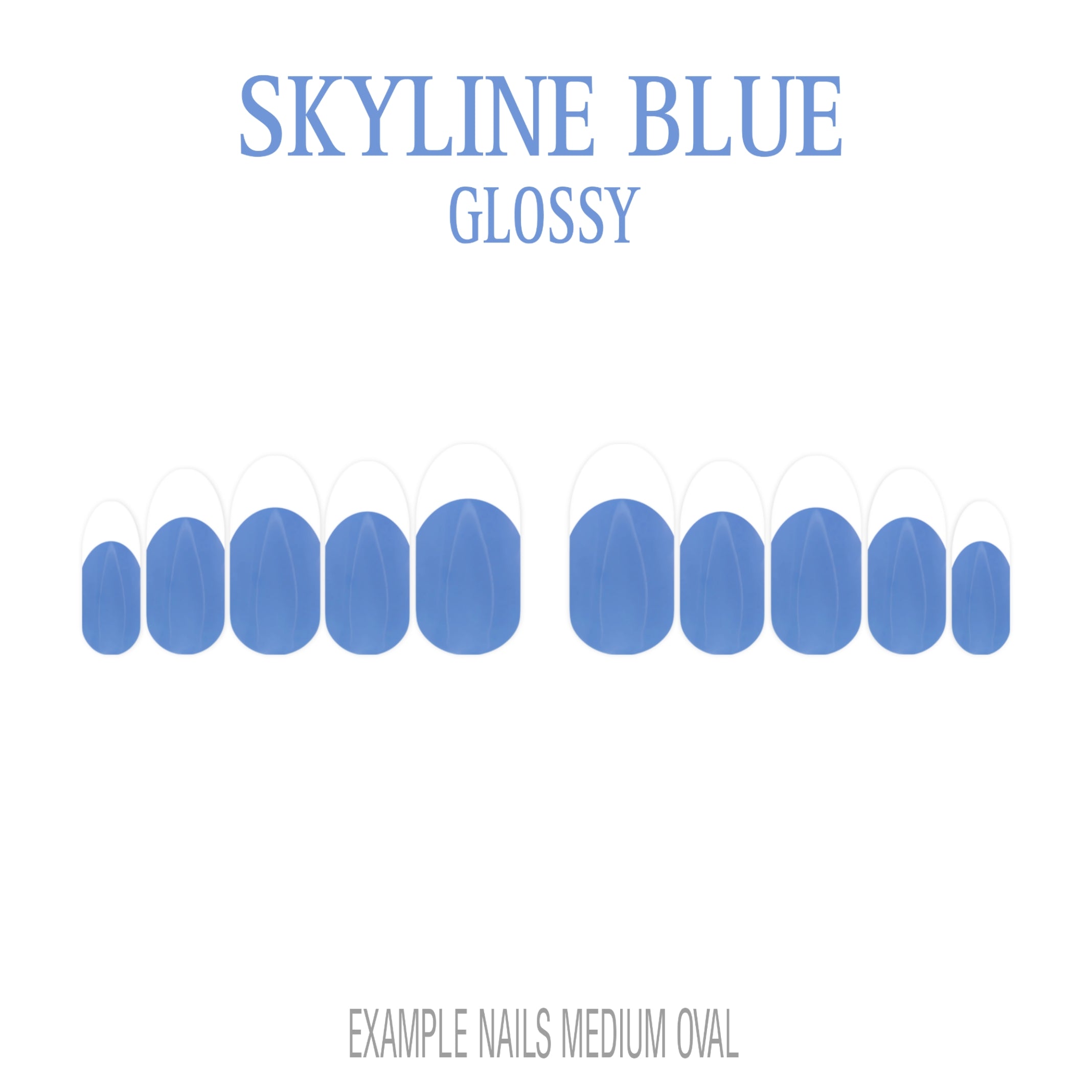 Skyline Blue French tip press-on nails