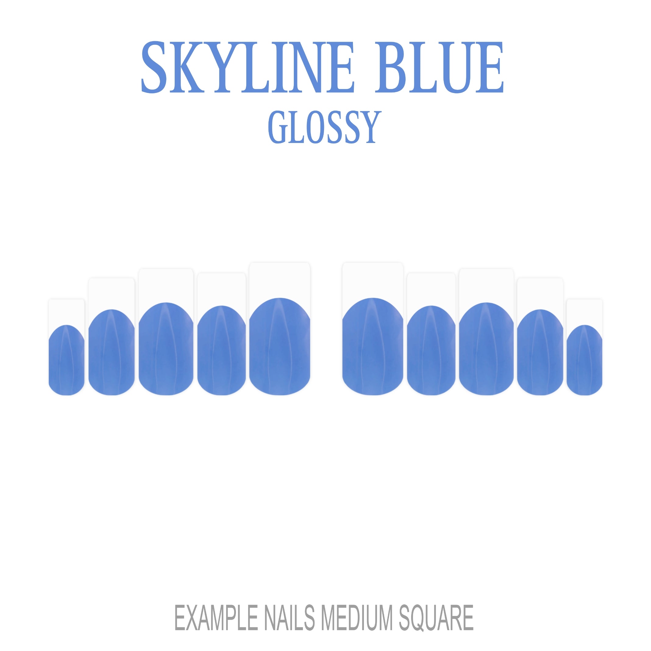 Skyline Blue French tip press-on nails