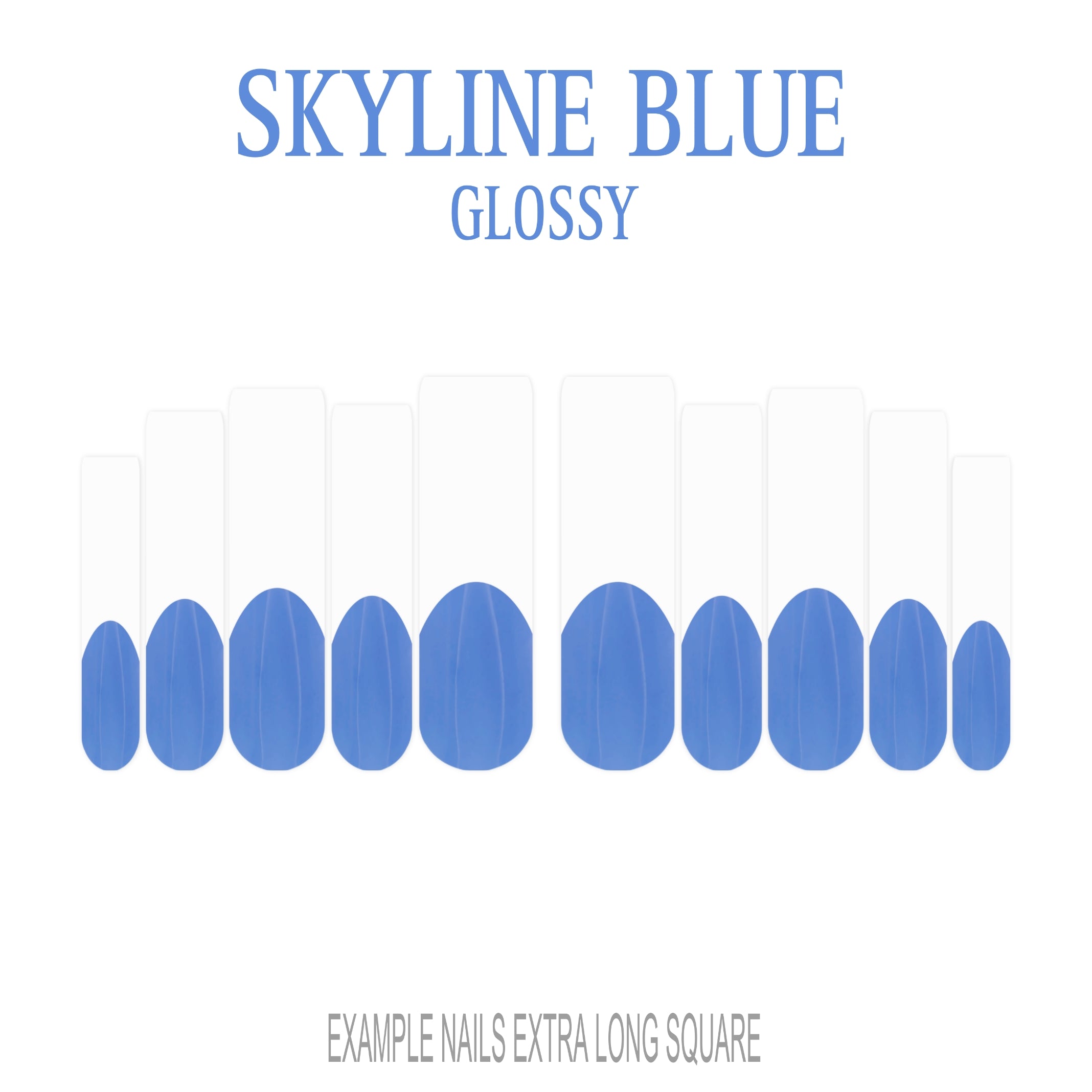 Skyline Blue French tip press-on nails