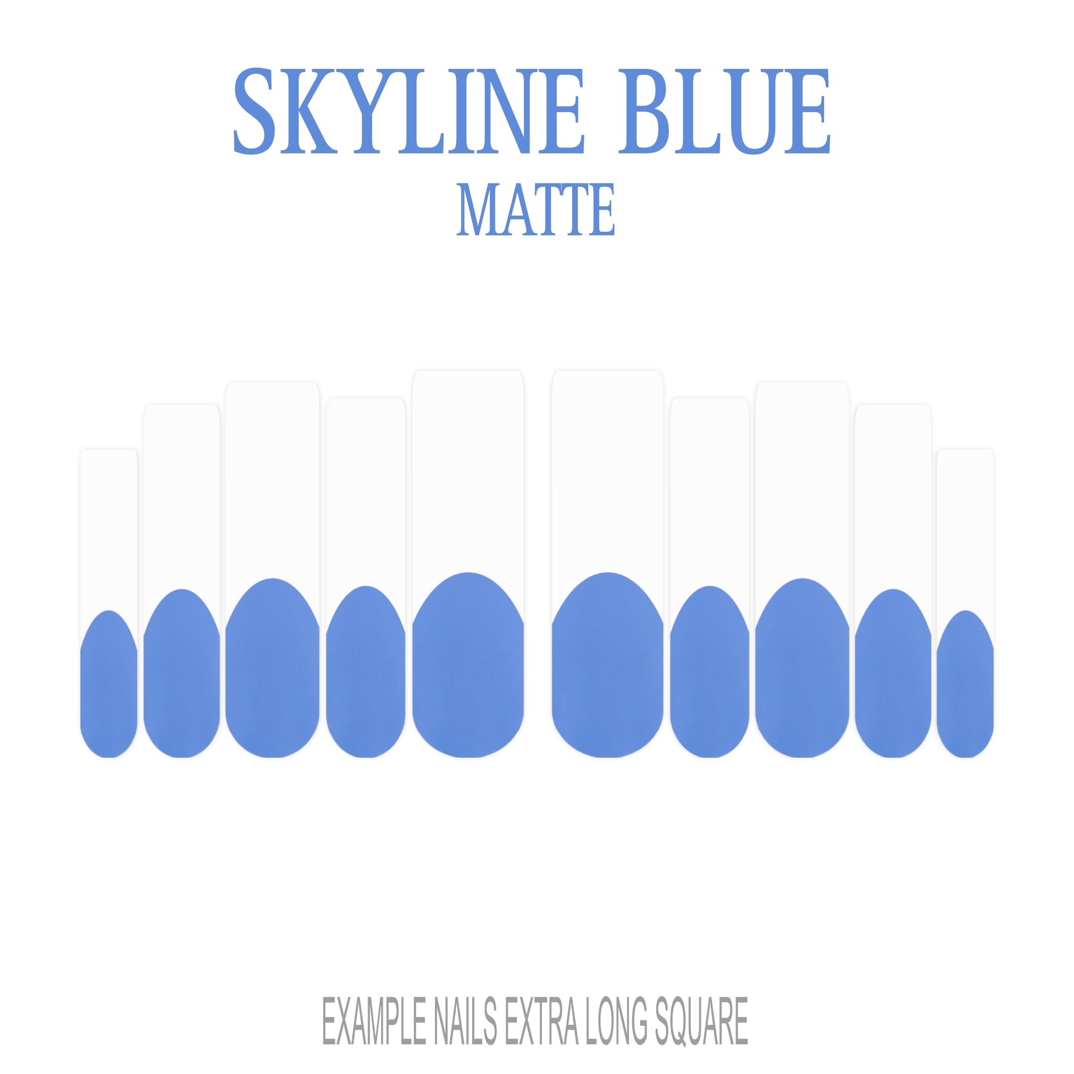 Skyline Blue French tip press-on nails