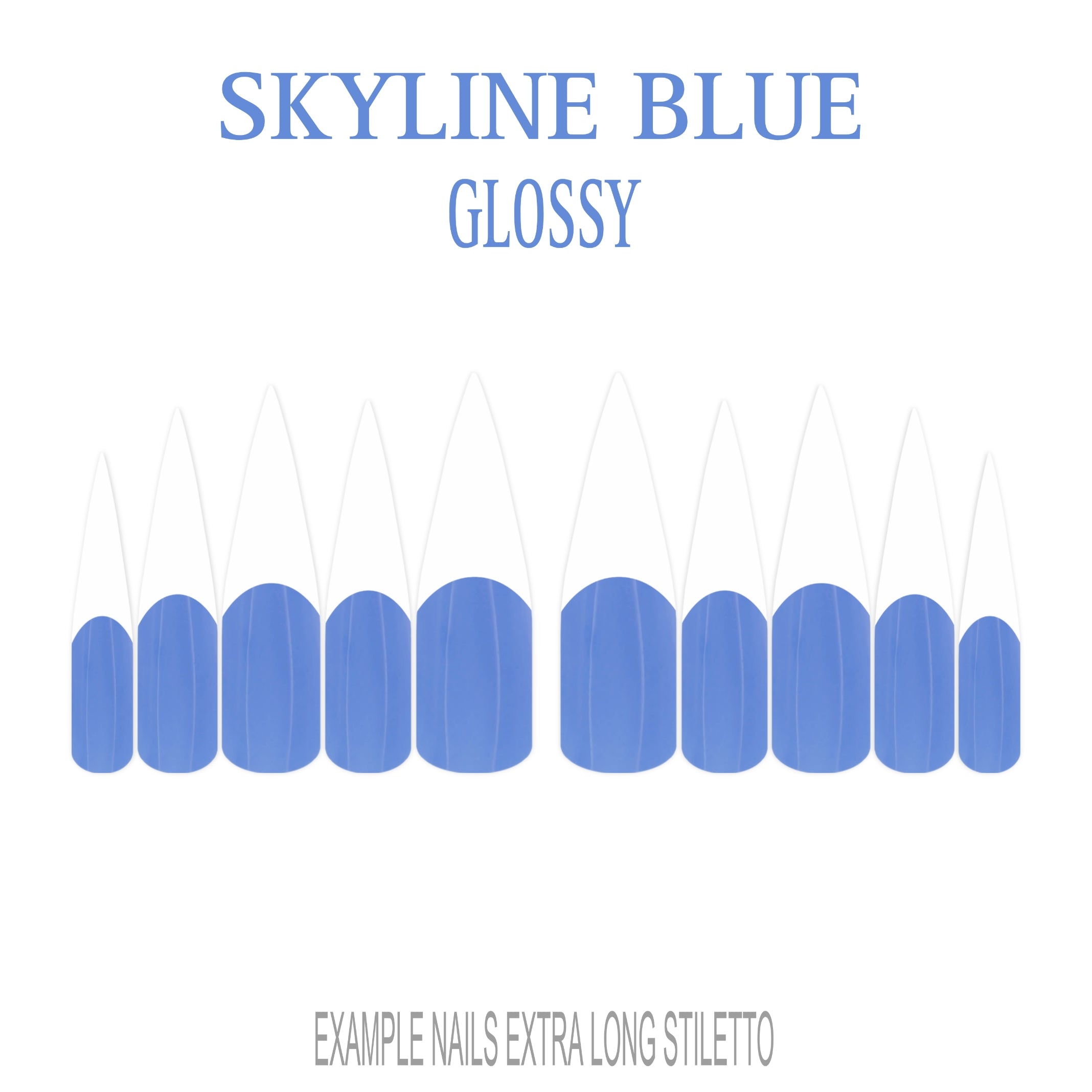 Skyline Blue French tip press-on nails