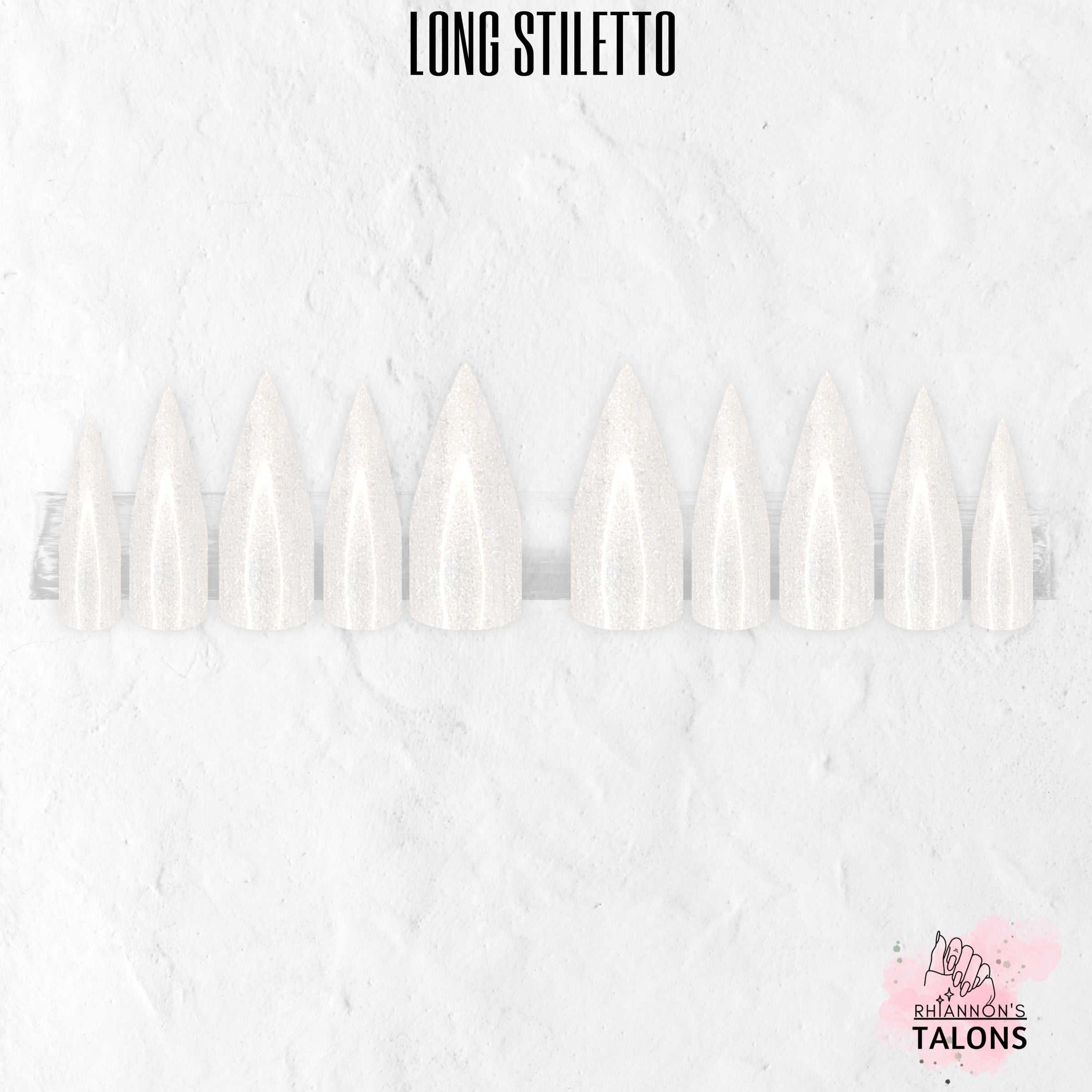 Snow Queen white glitter press-on nails