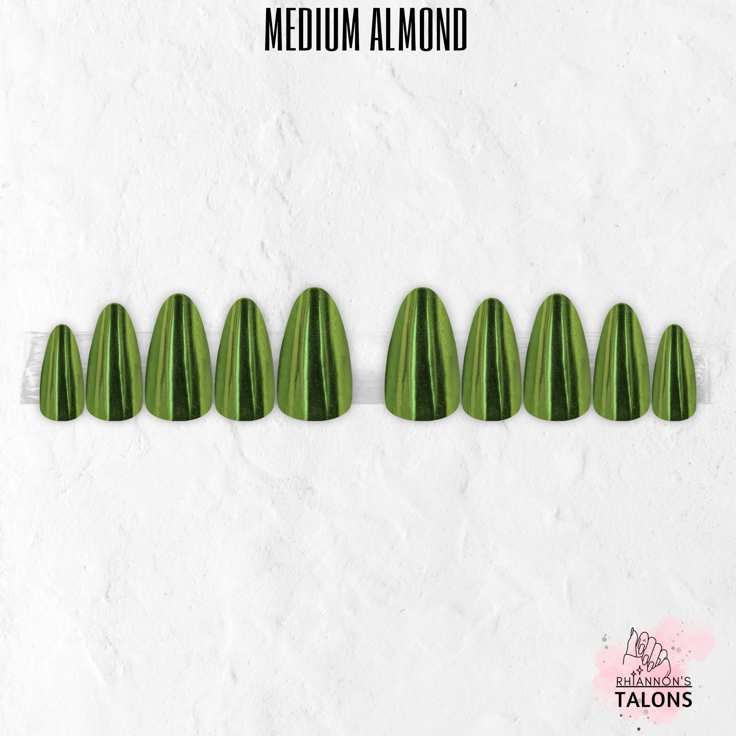 Spellbound Sage green chrome press-on nails