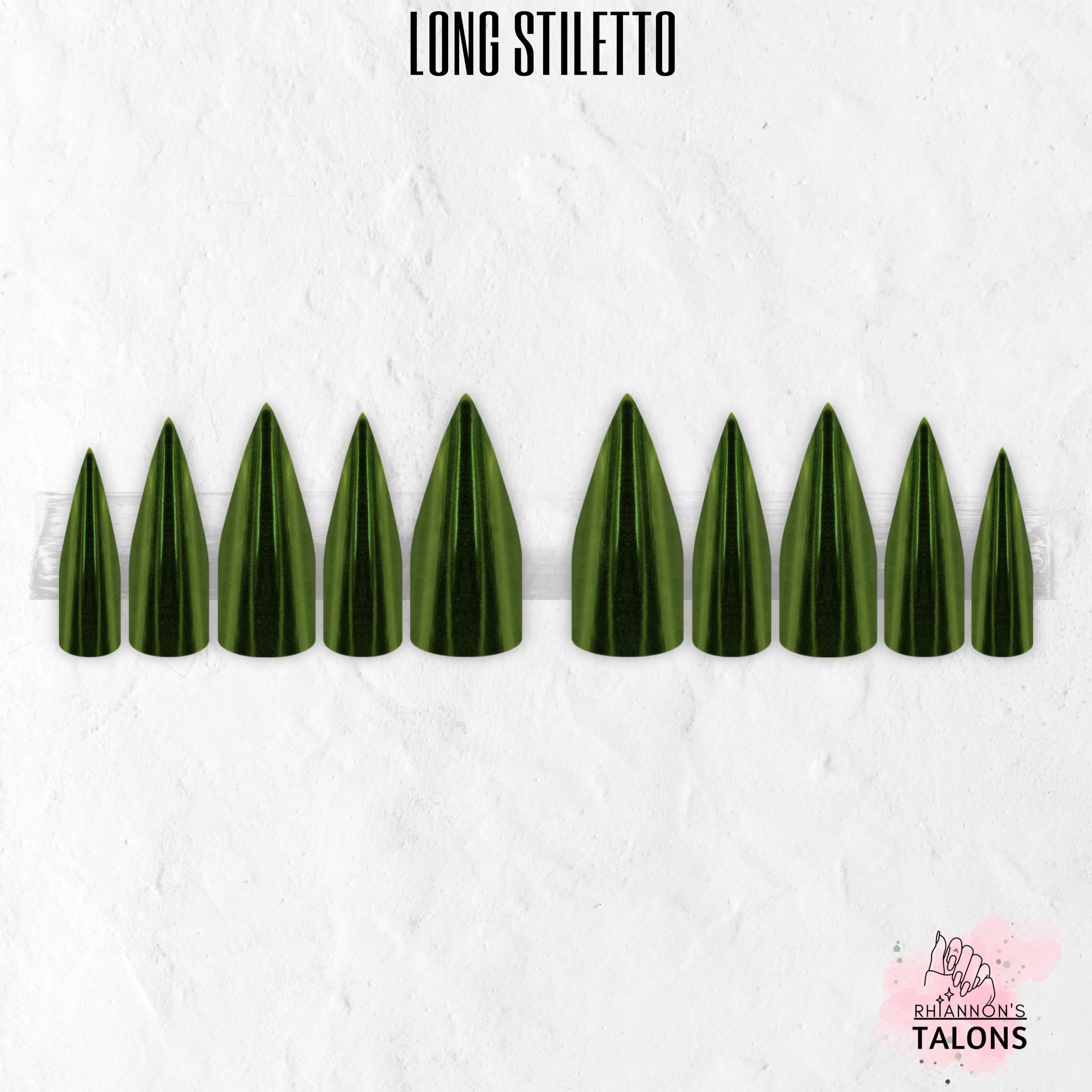 Spellbound Sage green chrome press-on nails