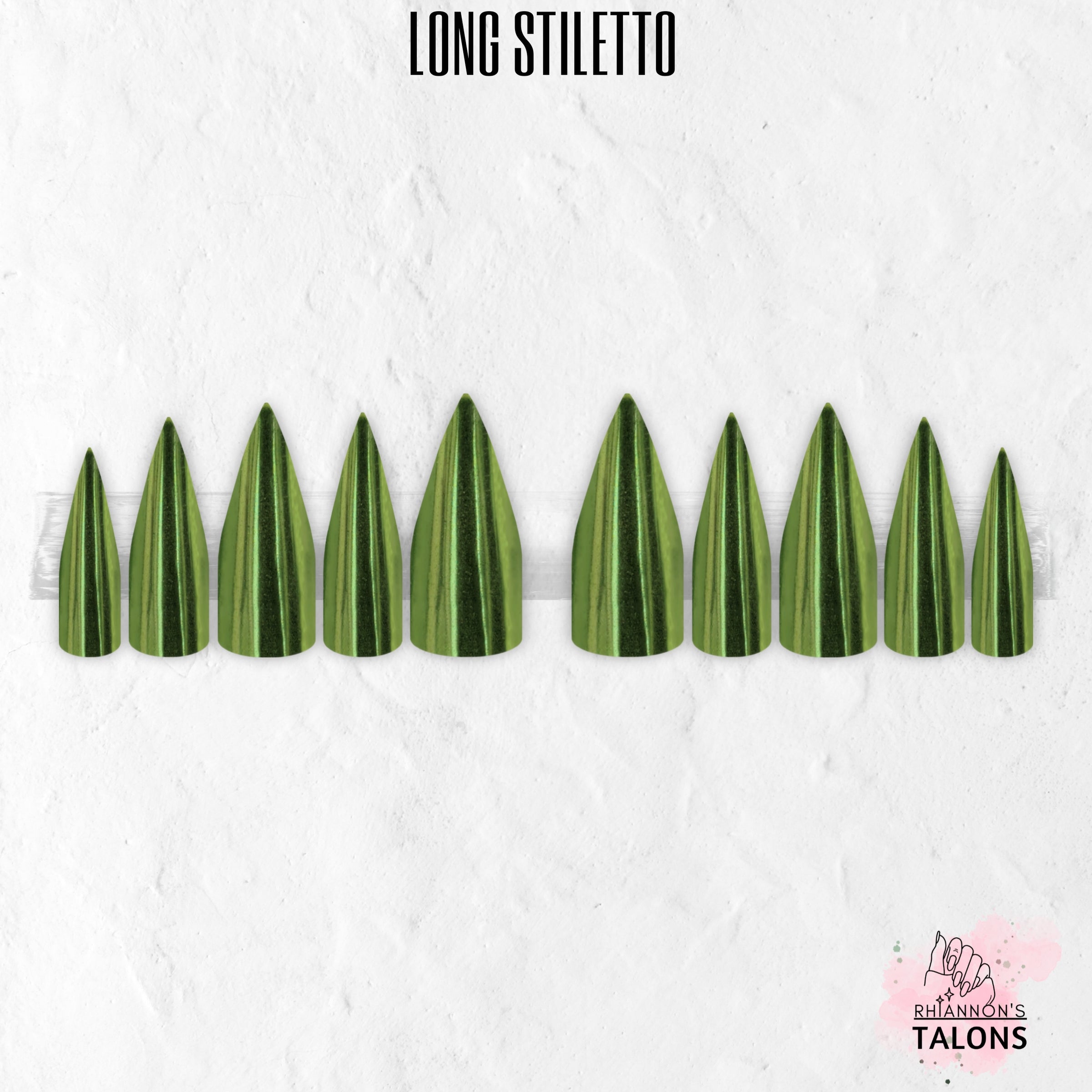 Spellbound Sage green chrome press-on nails