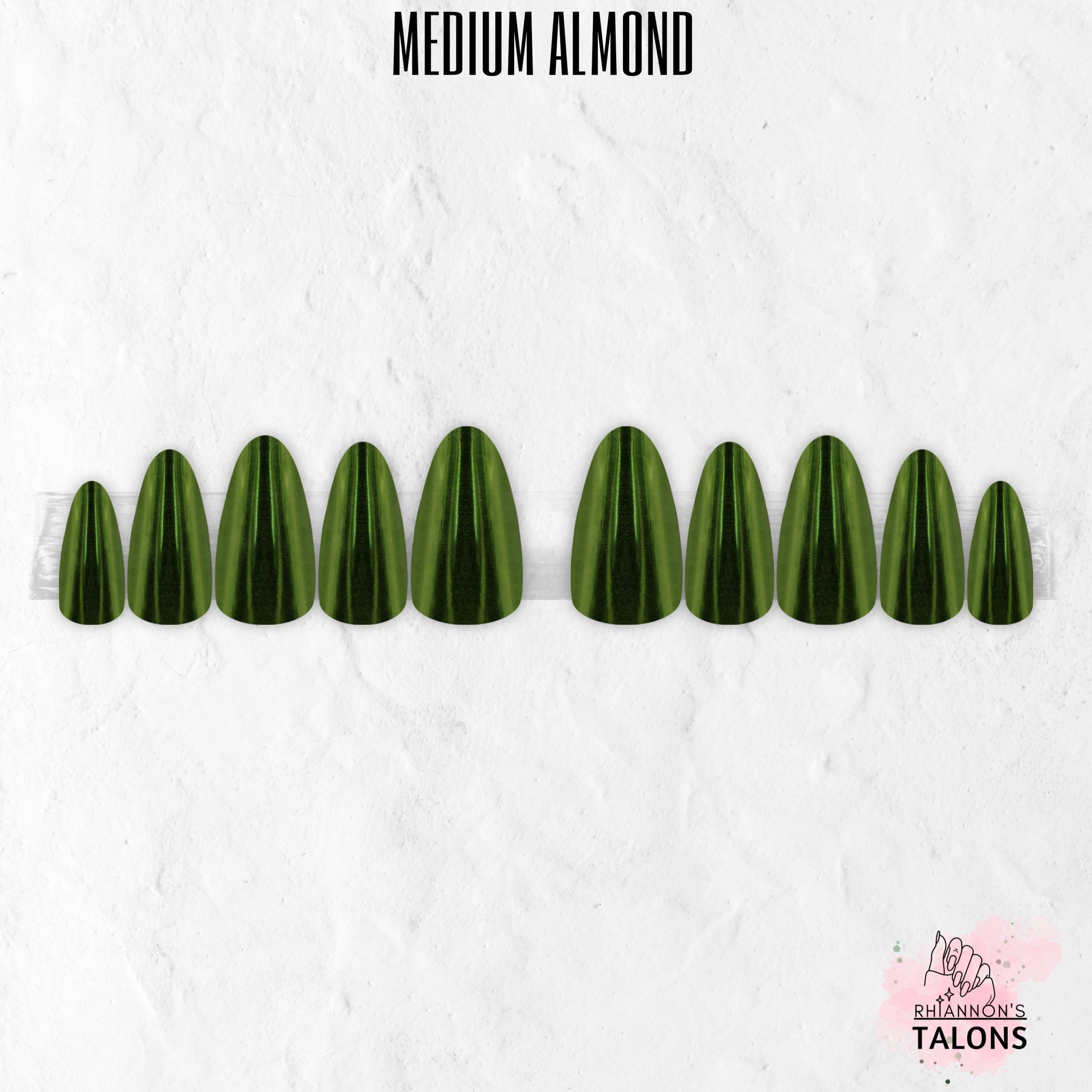 Spellbound Sage green chrome press-on nails
