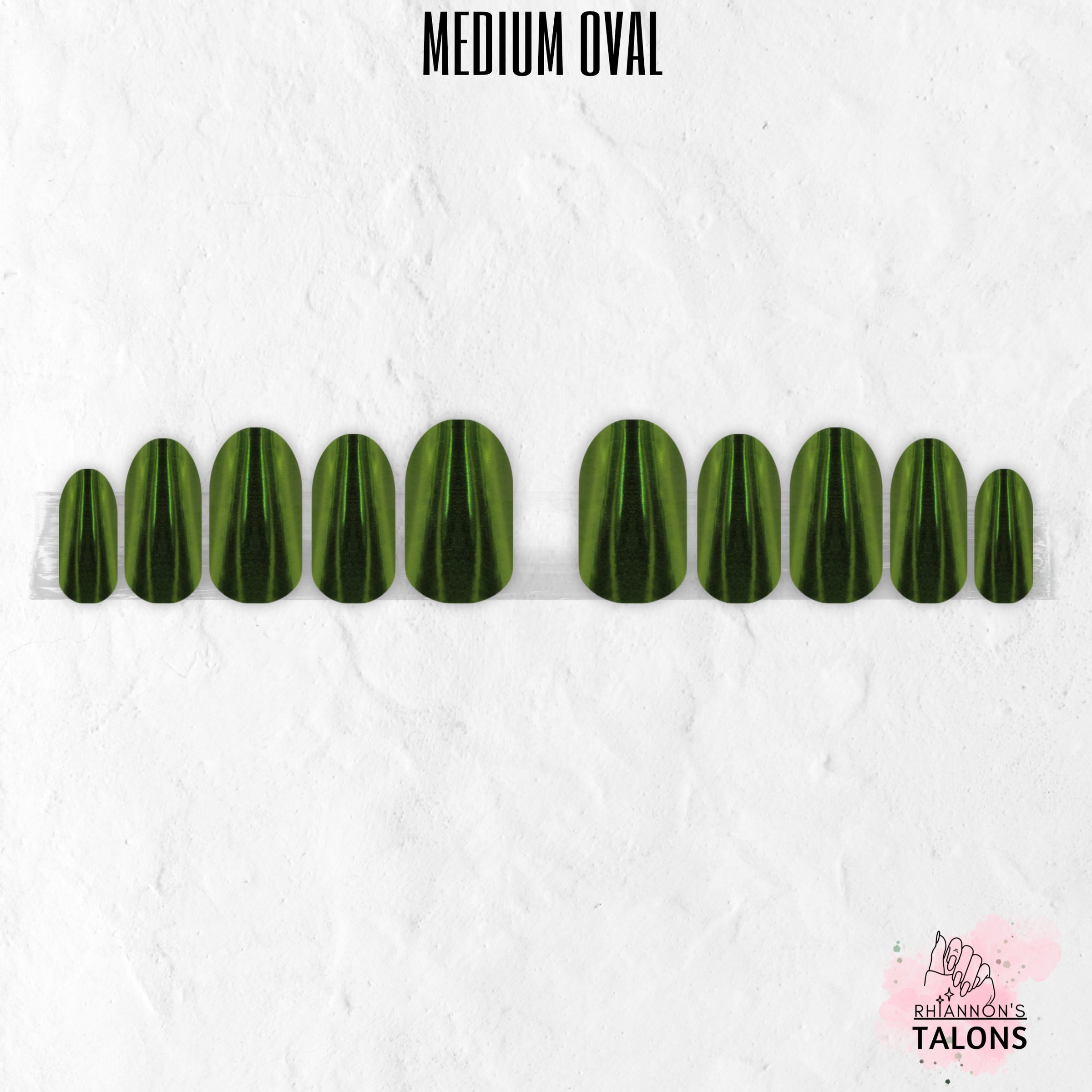 Spellbound Sage green chrome press-on nails