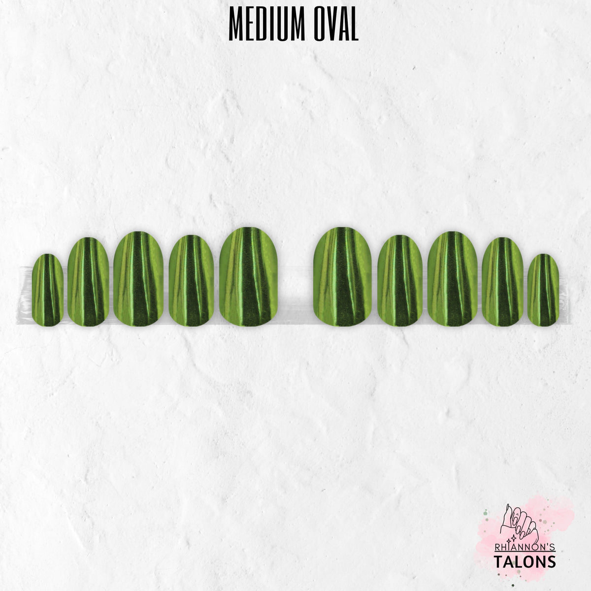 Spellbound Sage green chrome press-on nails