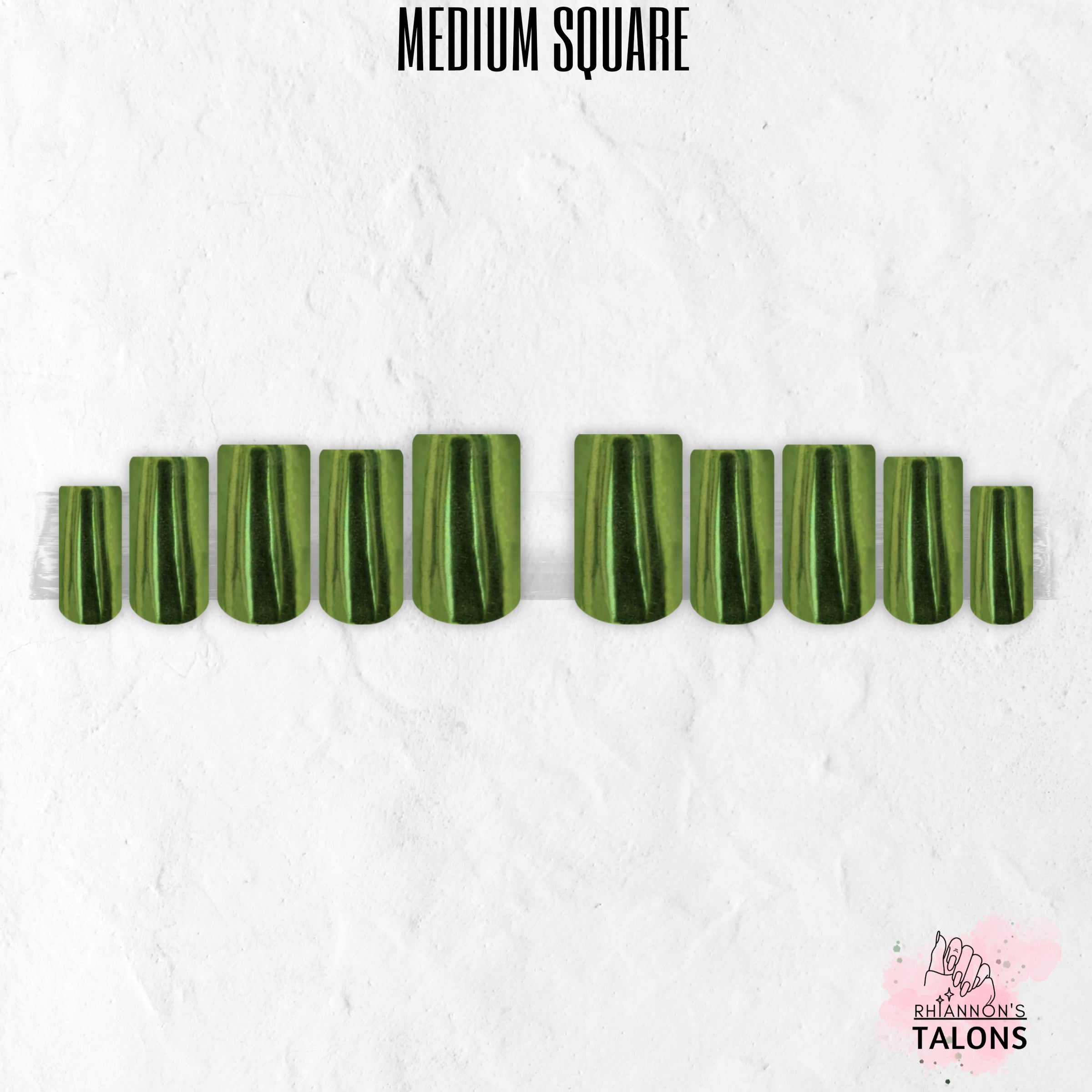 Spellbound Sage green chrome press-on nails
