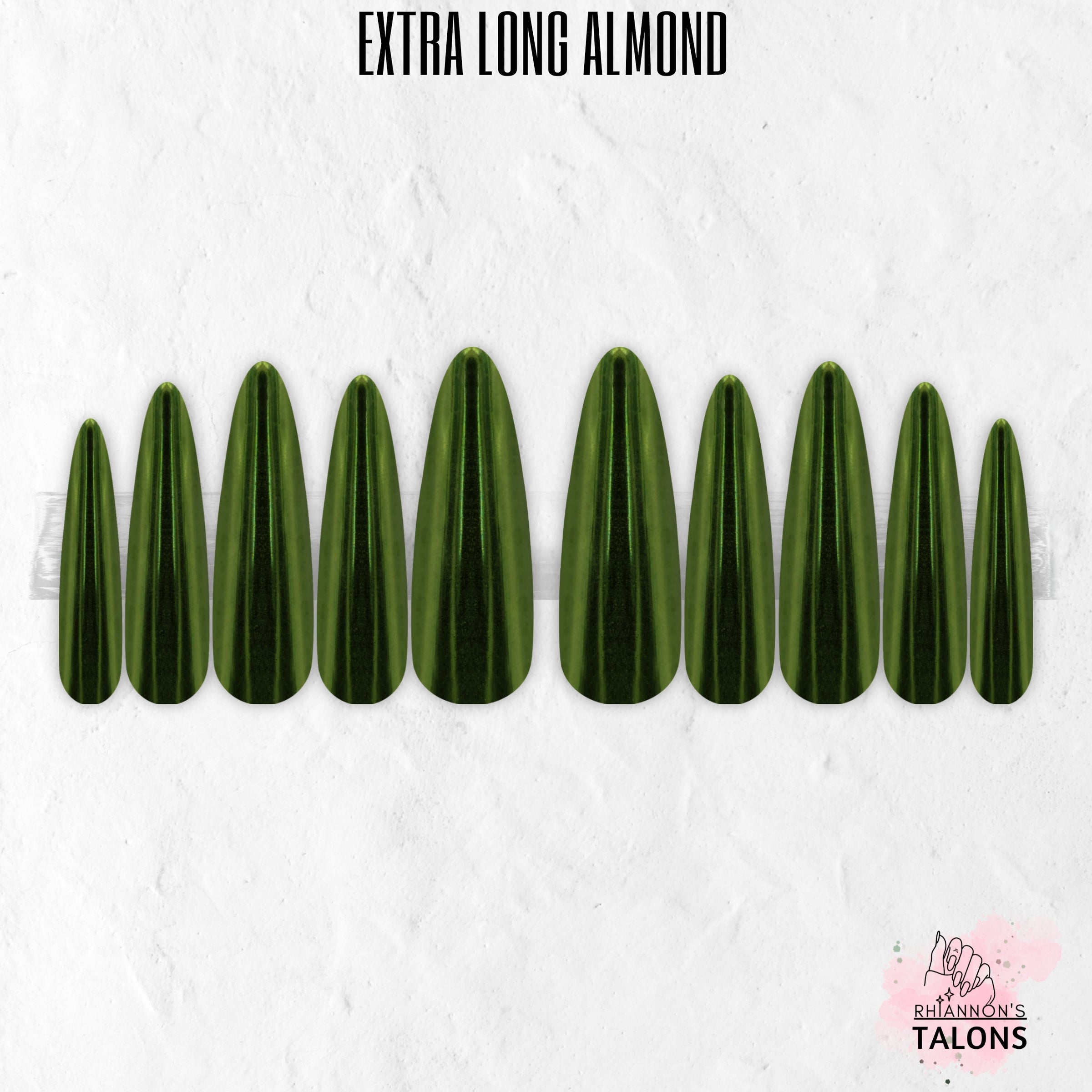 Spellbound Sage green chrome press-on nails