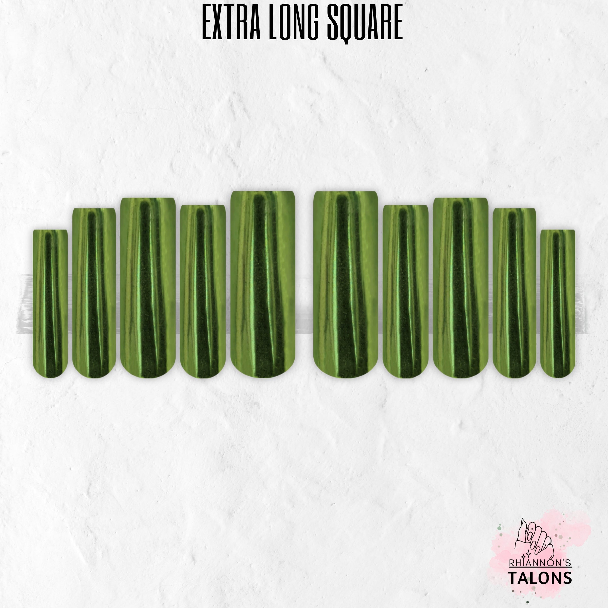 Spellbound Sage green chrome press-on nails