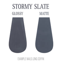 Stormy Slate grey press-on nails