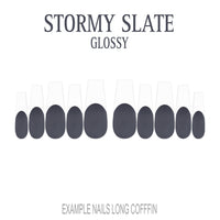Stormy Slate grey French tip nails