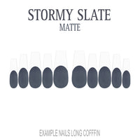 Stormy Slate grey French tip nails