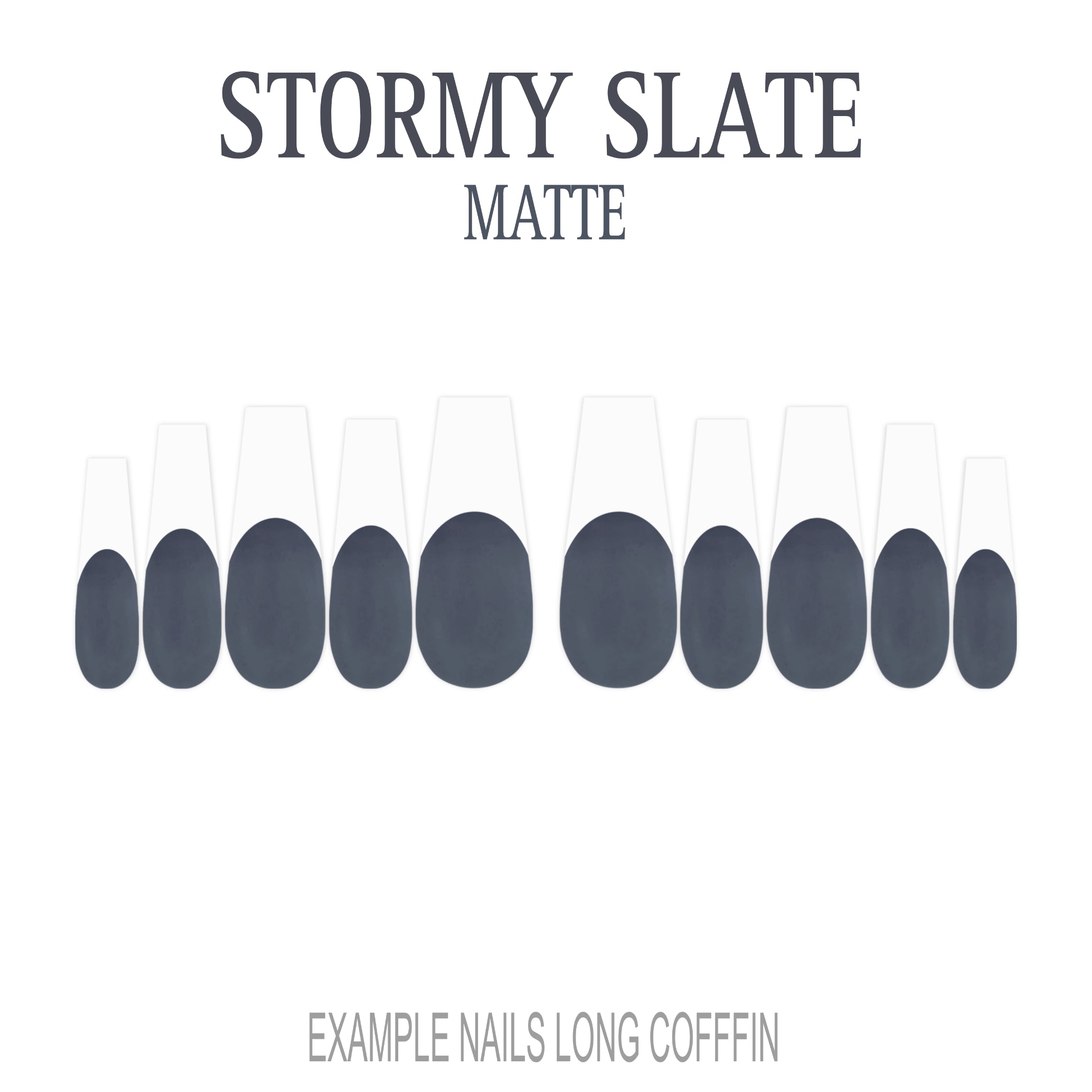 Stormy Slate grey French tip nails
