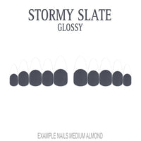 Stormy Slate grey French tip nails