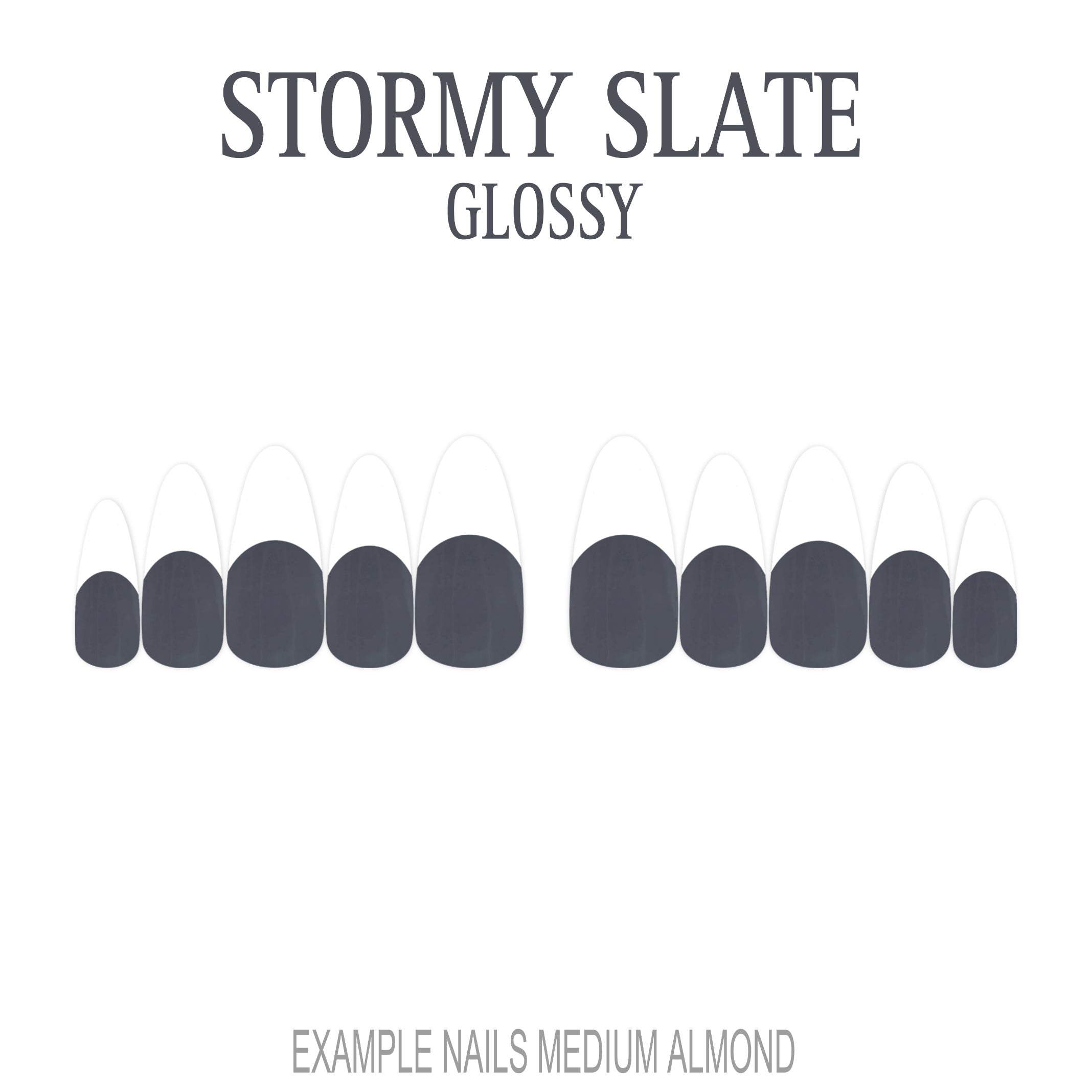Stormy Slate grey French tip nails
