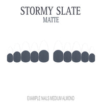 Stormy Slate grey French tip nails