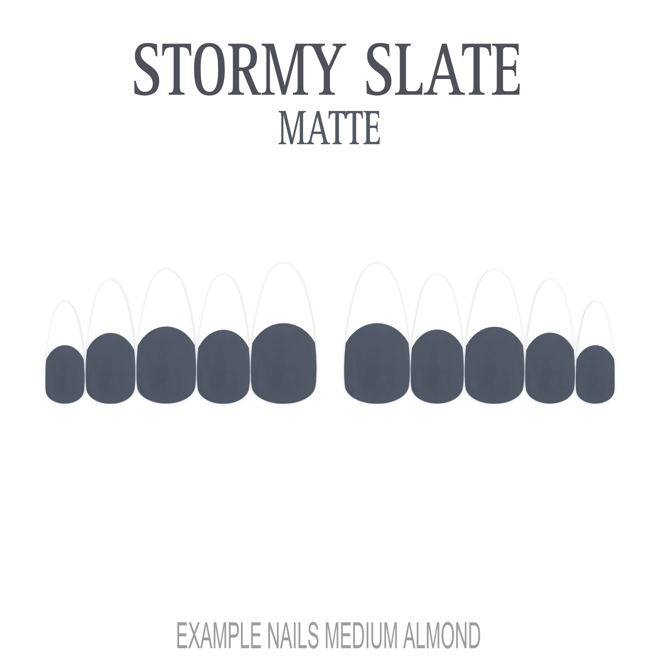 Stormy Slate grey French tip nails
