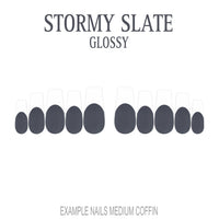 Stormy Slate grey French tip nails