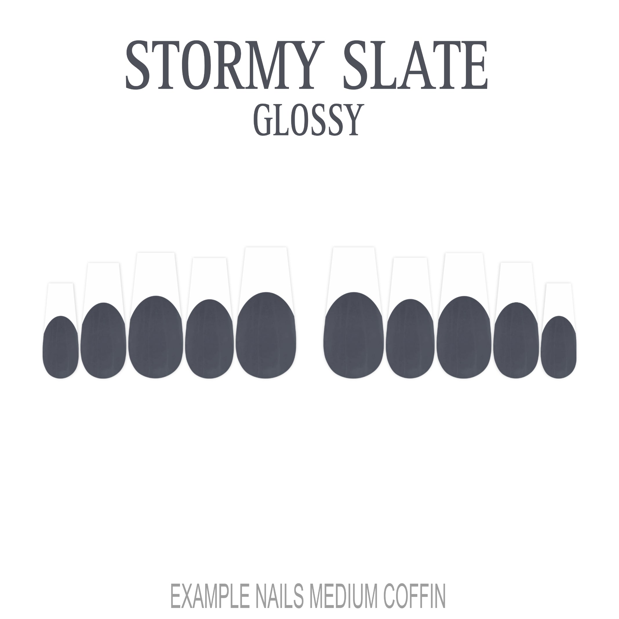 Stormy Slate grey French tip nails
