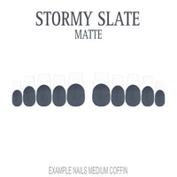 Stormy Slate grey French tip nails