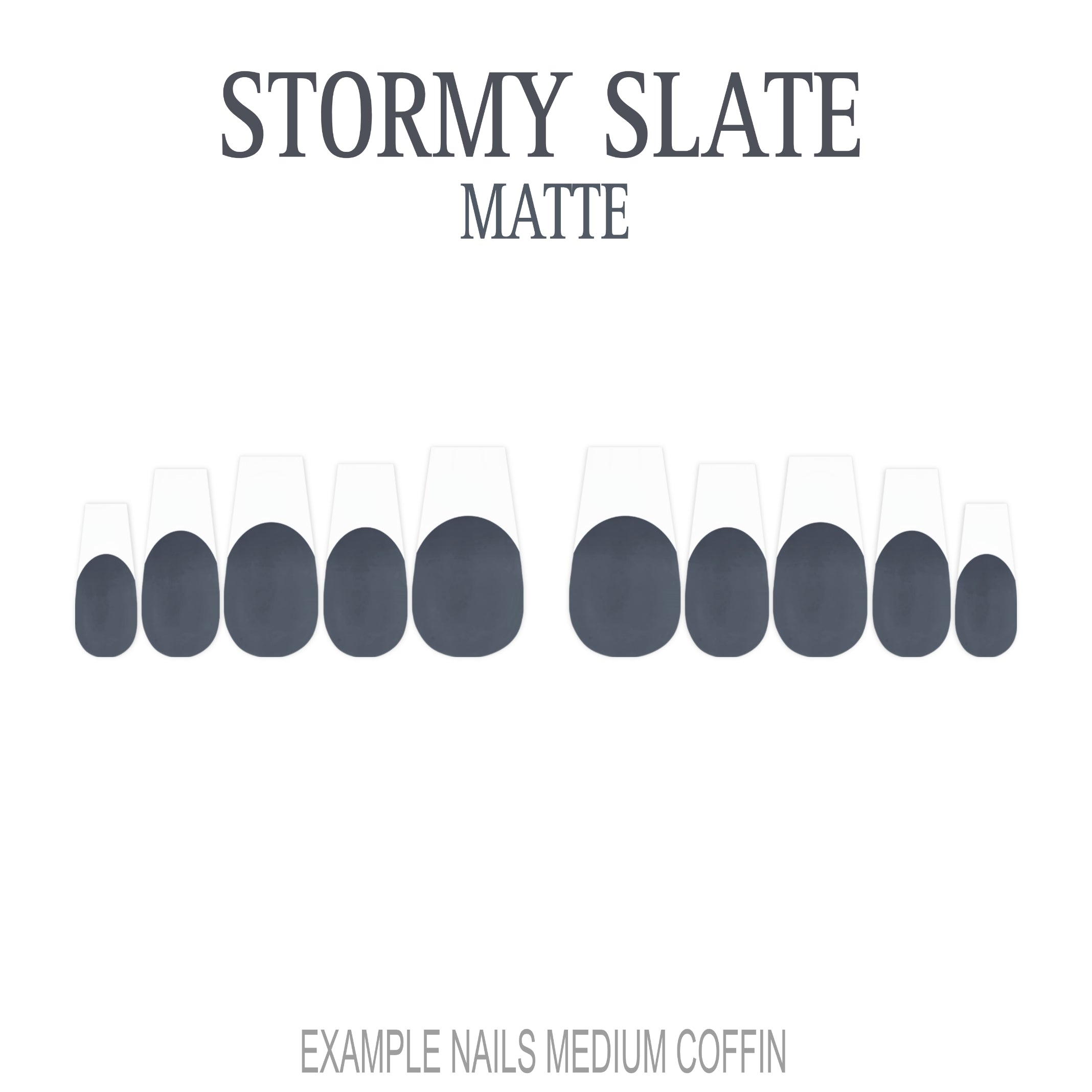 Stormy Slate grey French tip nails
