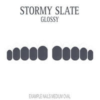 Stormy Slate grey French tip nails