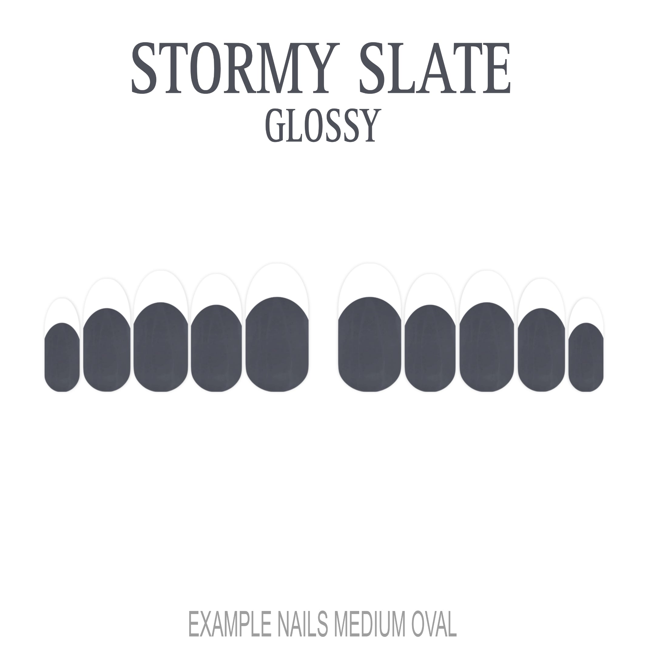 Stormy Slate grey French tip nails