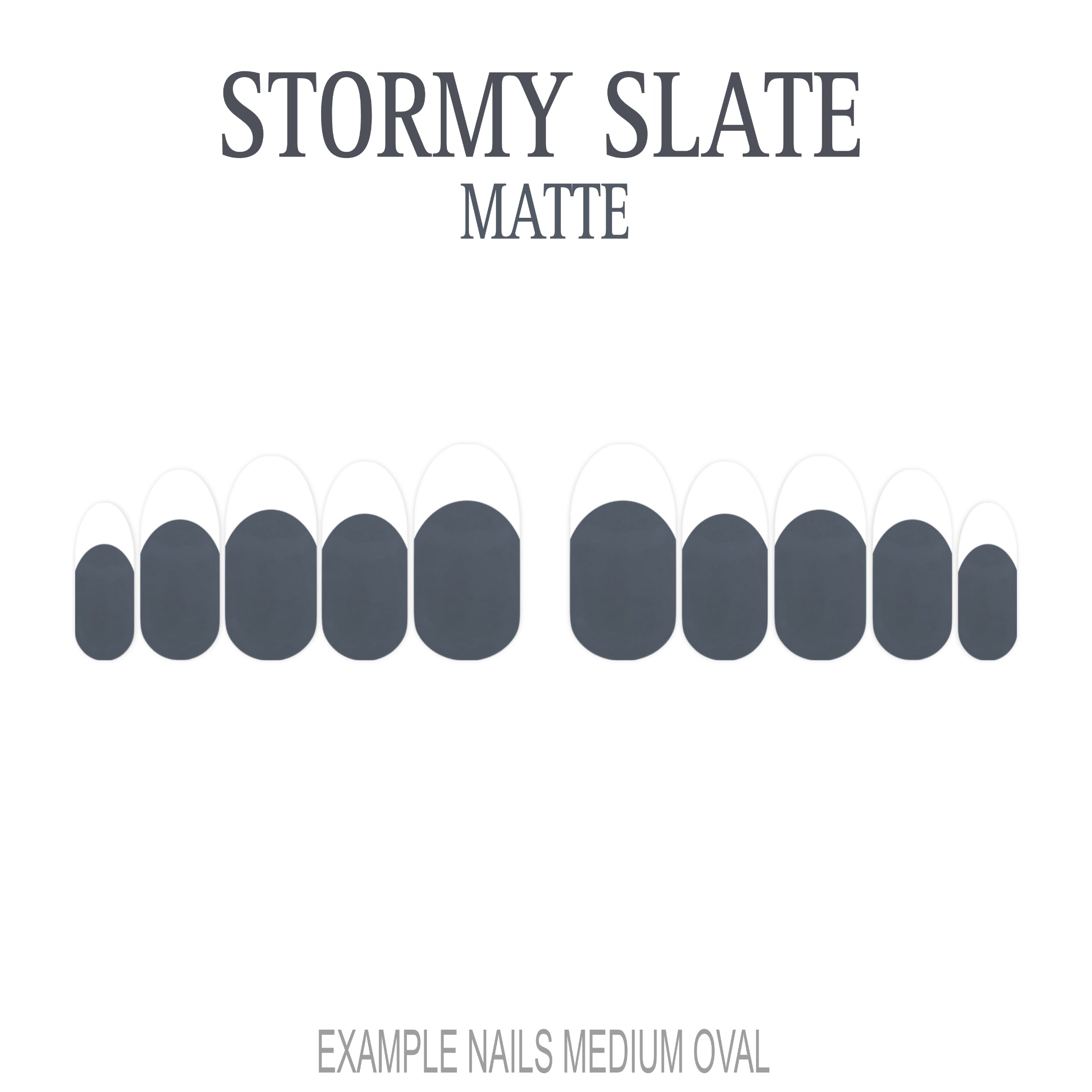 Stormy Slate grey French tip nails
