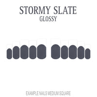 Stormy Slate grey French tip nails