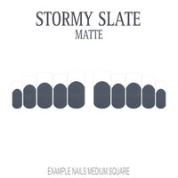 Stormy Slate grey French tip nails