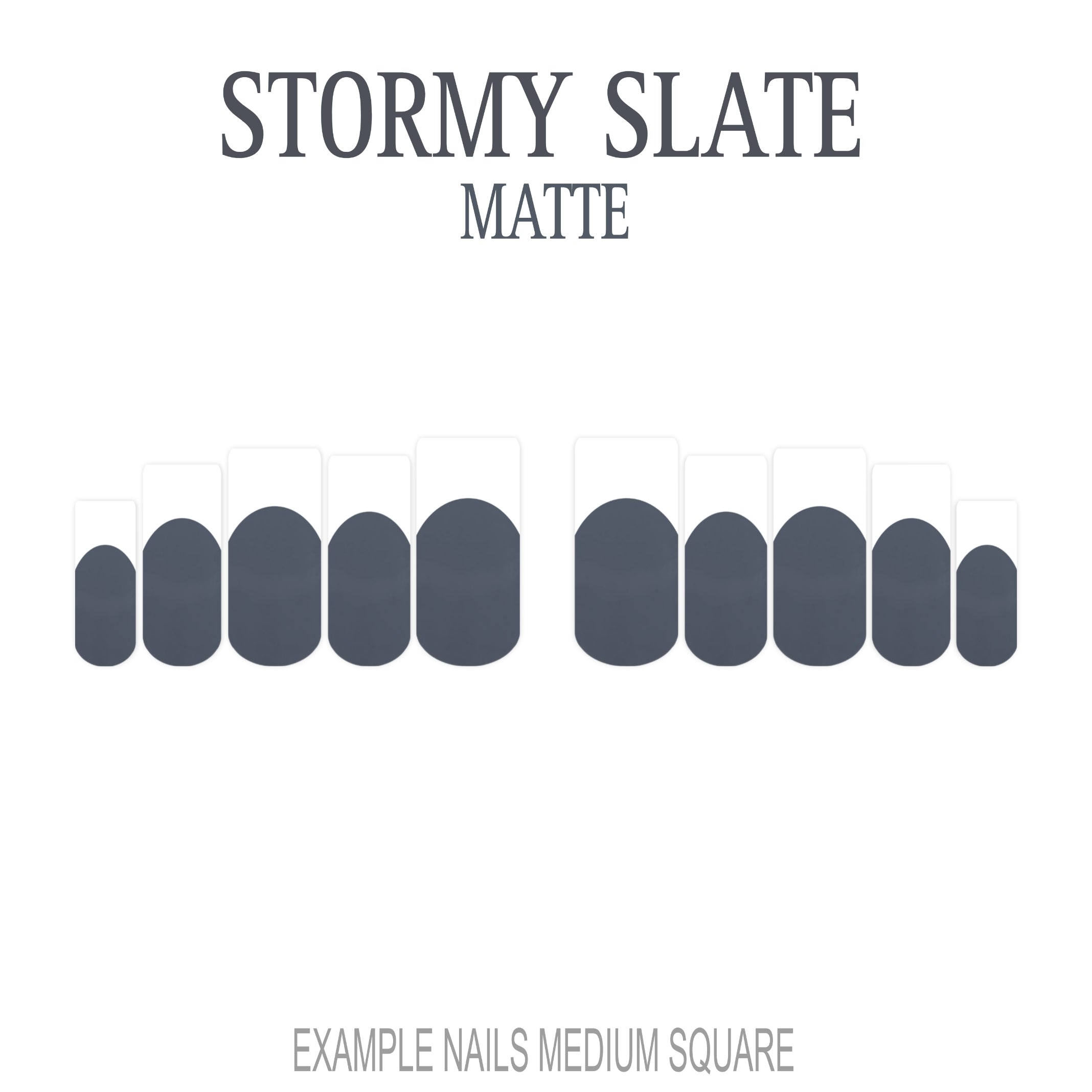 Stormy Slate grey French tip nails