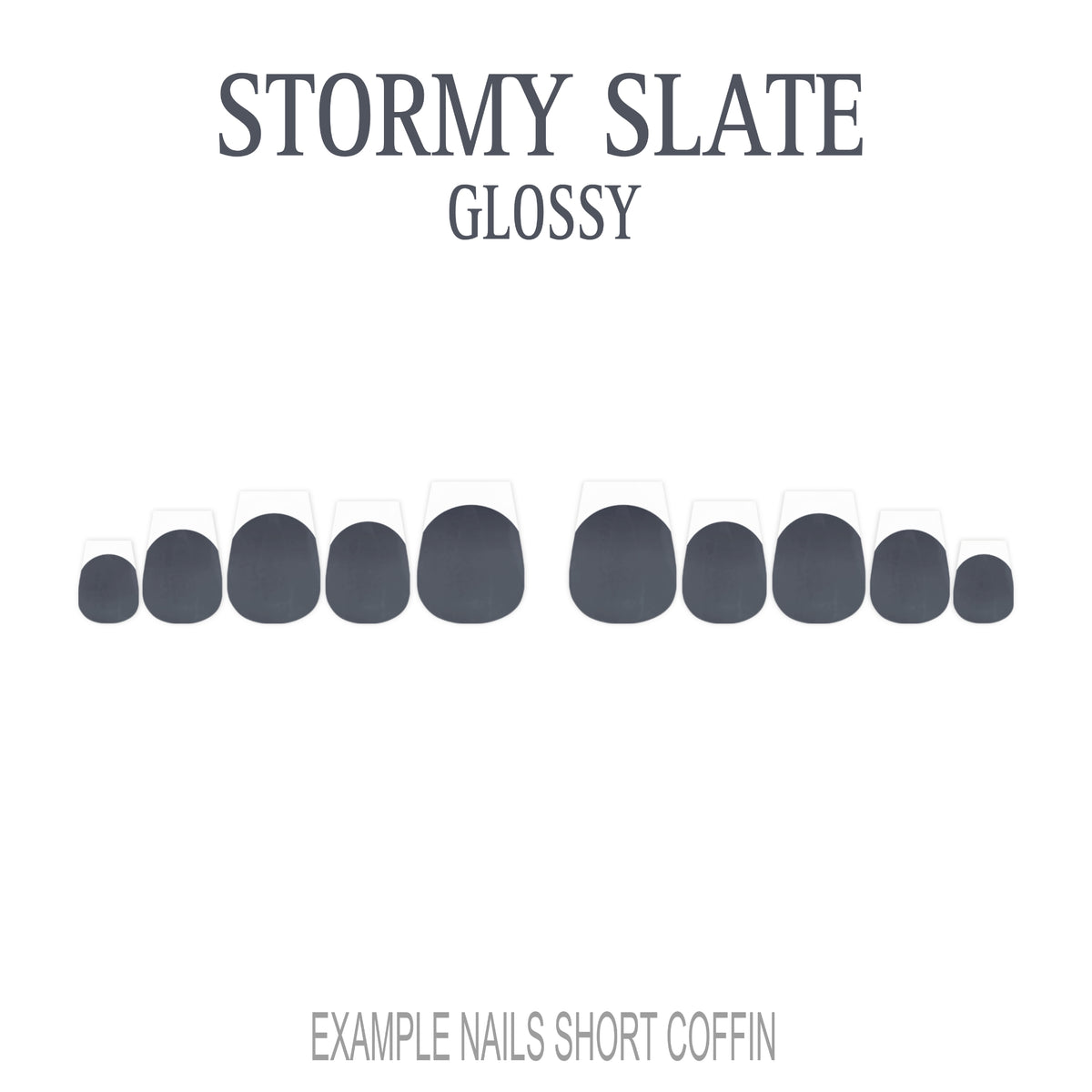Stormy Slate grey French tip nails