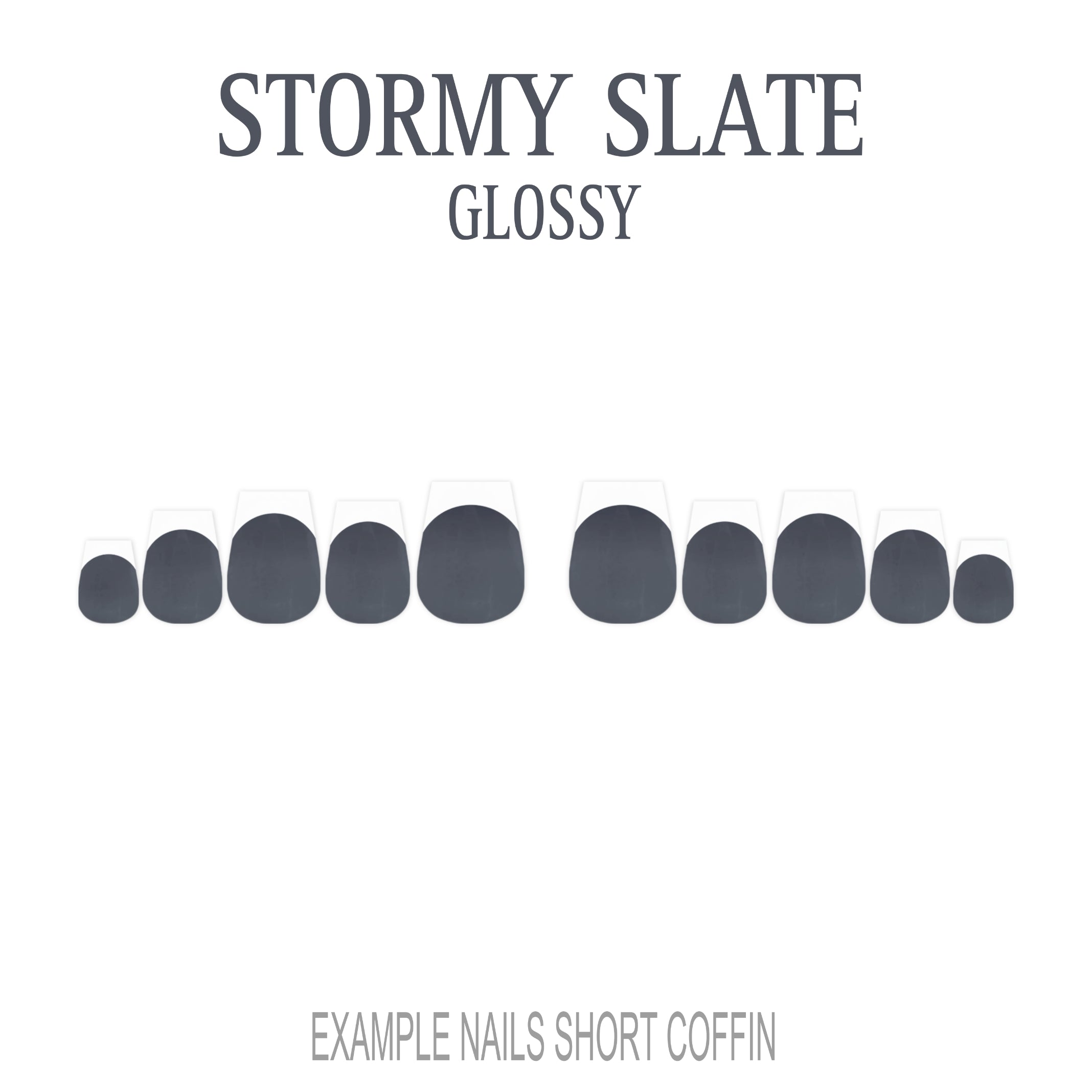 Stormy Slate grey French tip nails