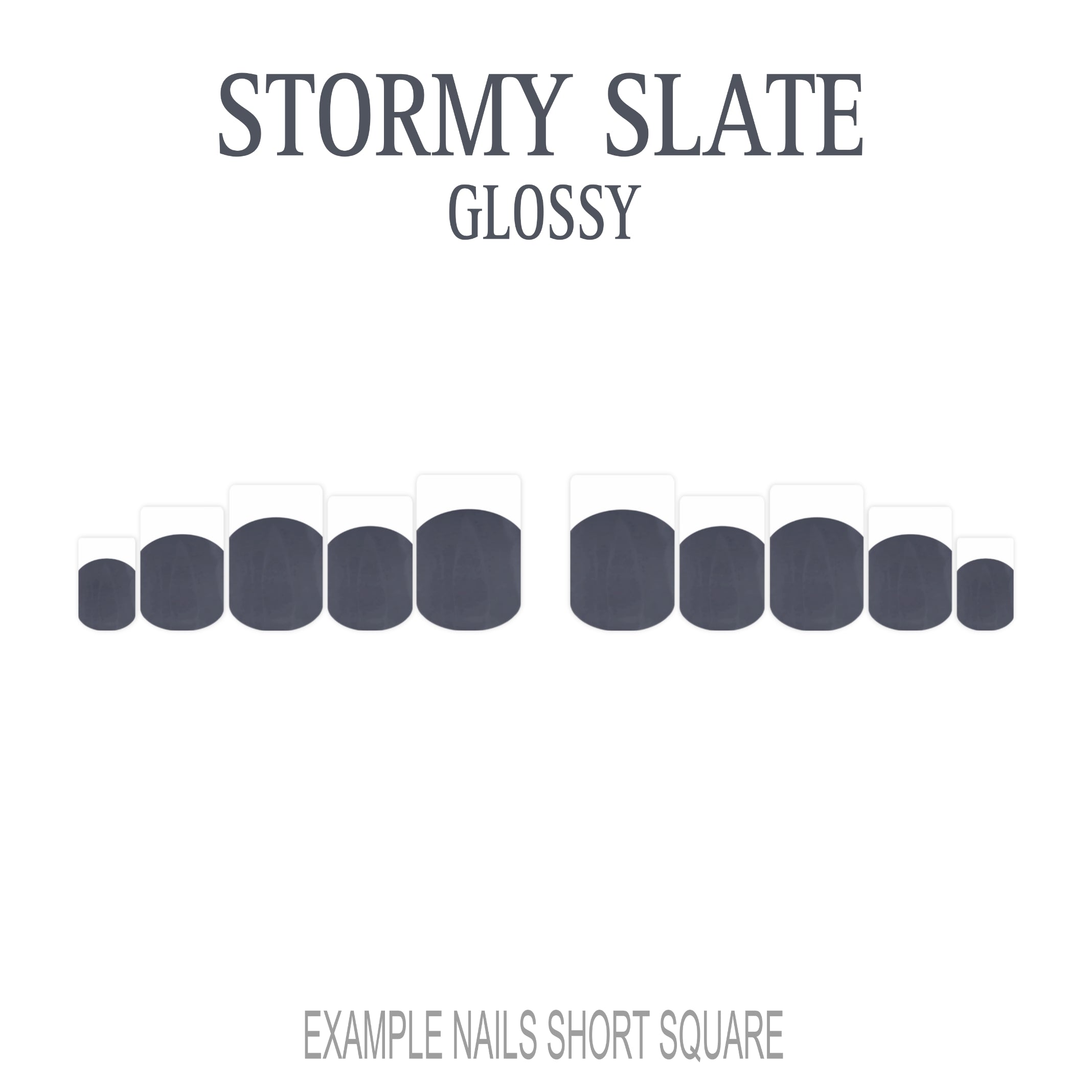 Stormy Slate grey French tip nails