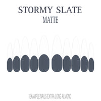 Stormy Slate grey French tip nails