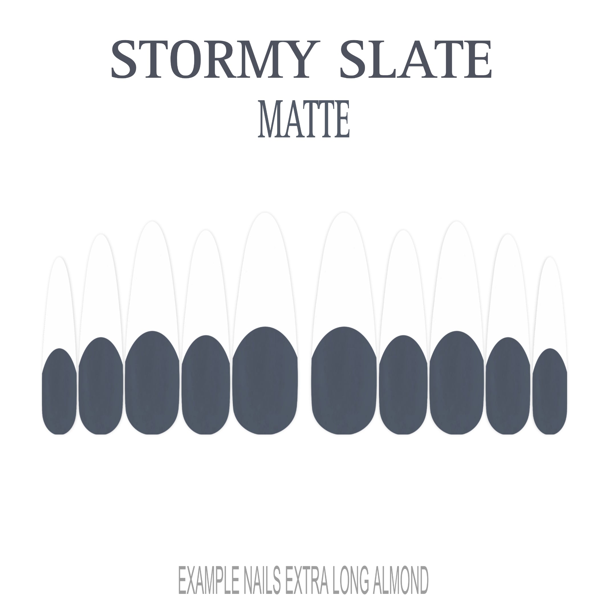 Stormy Slate grey French tip nails